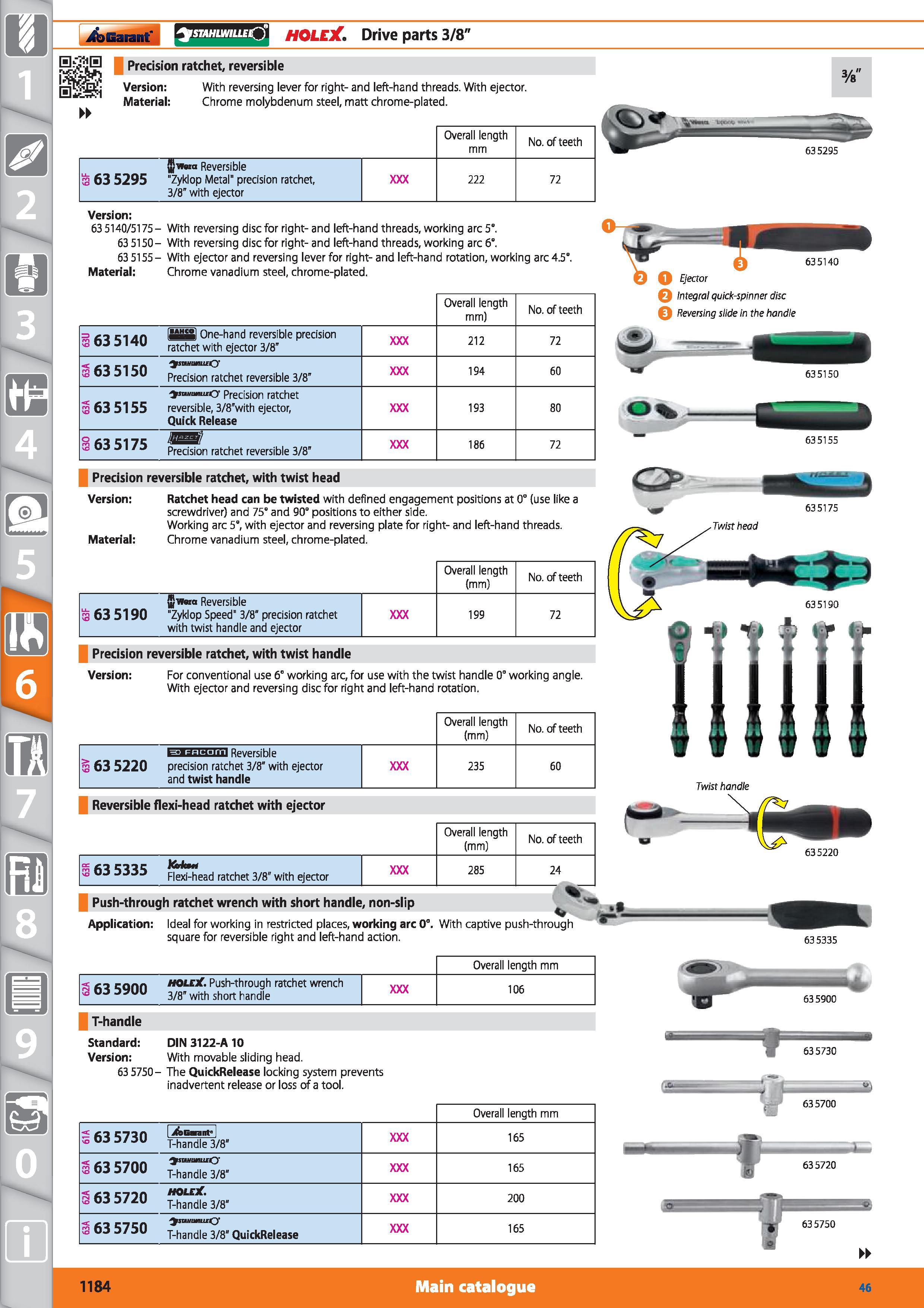 1184 Garant istahlwilleQ HOLEX Drive parts 3/8 Precision ratchet, reversible Qi m Version Material With reversing lever for right- and left-hand threa Каталог HOFFMANN GROUP 2015 Инструмент режущий слесарный измерительный абразивный Оборудование Комплексные поставки для промышленных предприятий Стр. 1184 ENG