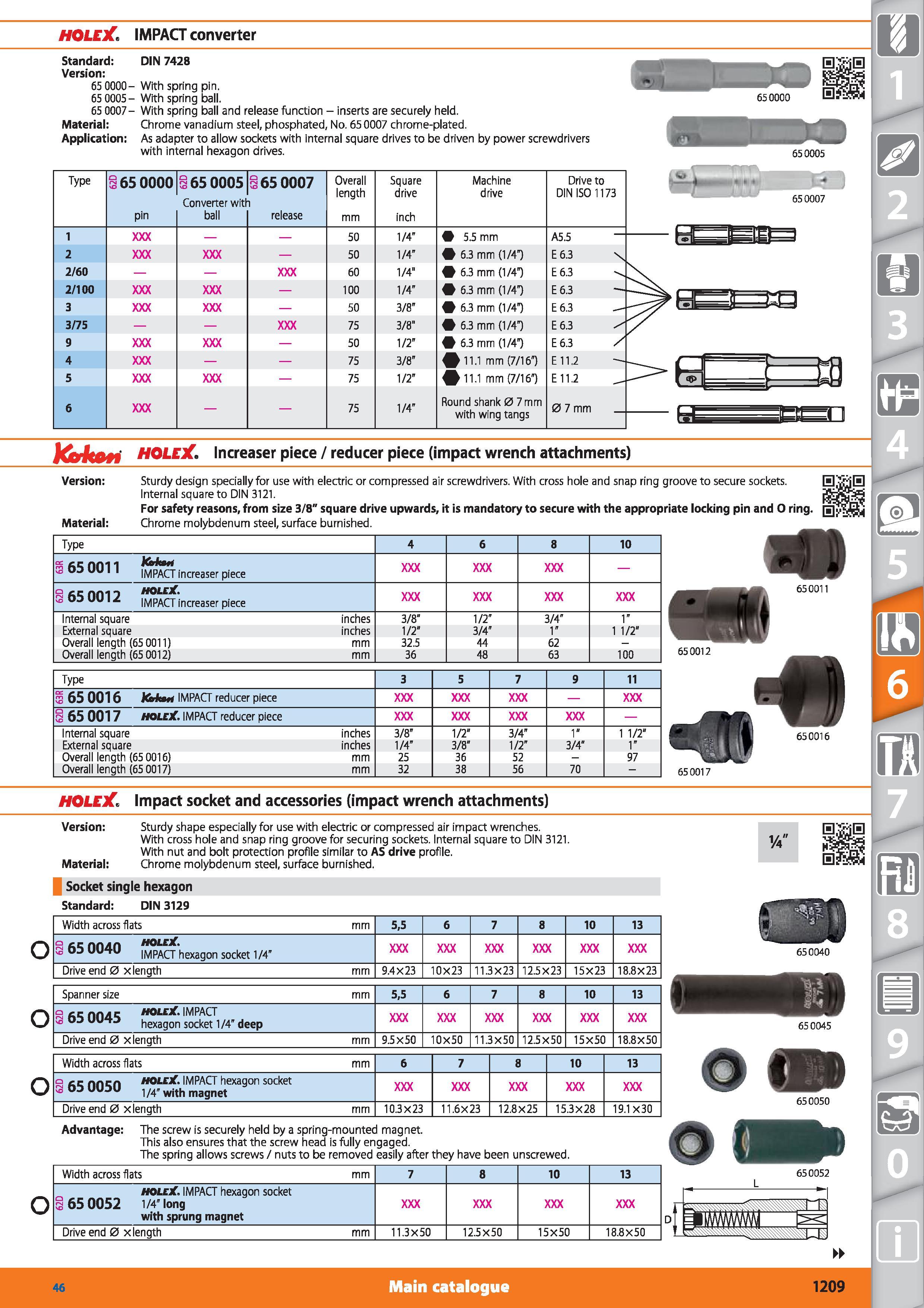 1209 HOLEX IMPACT converter Standard DIN 7428 Version 65 0000- With spring pin 65 0005- With spring ball 65 0007- With spring ball and release functio Каталог HOFFMANN GROUP 2015 Инструмент режущий слесарный измерительный абразивный Оборудование Комплексные поставки для промышленных предприятий Стр. 1209 ENG
