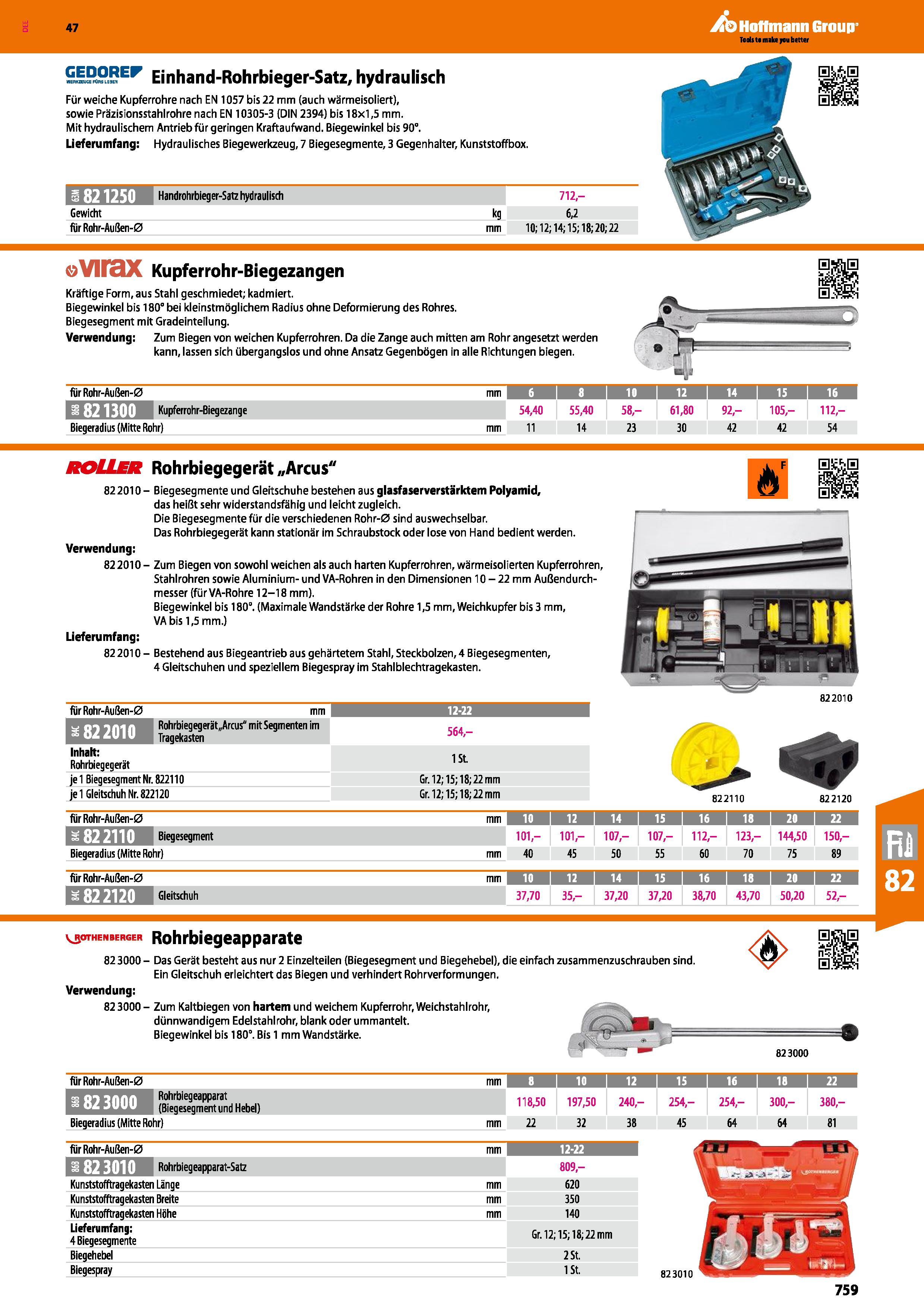 759 IRSi3Eri Einhand-Rohrbieger-Satz, hydraulisch Für weiche Kupferrohre nach EN 1057 bis 22 mm (auch wärmeisoliert), sowie Präzisionsstahlrohre nach Каталог HOFFMANN GROUP 2016 Ручной слесарно-монтажный и контрольно-измерительный инструмент и приборы для предприятий машиностроения и мастерских сервисного обслуживания 47 версия издания Стр. 759 DEU