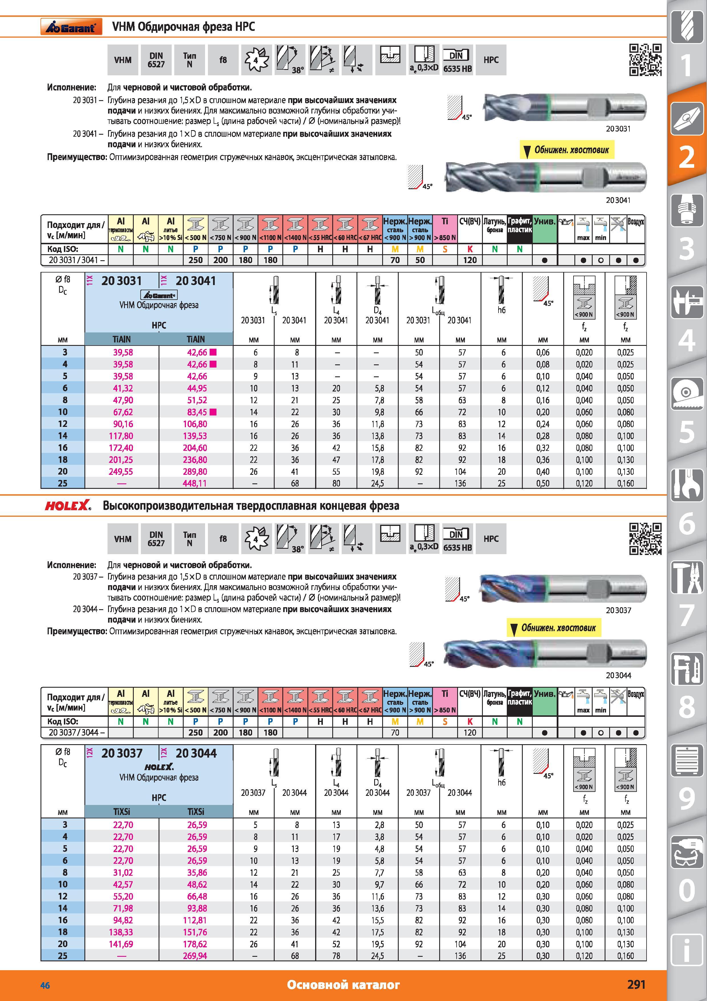 291 Обдирочная фреза от Hoffmann Group HPC VHM DIN 6527 Тип N f8 at03xD 6535 HB Для черновой и чистовой обработки 20 3031 Глубина резания до 15 х D в спло Каталог HOFFMANN GROUP 2015 № 46 на русском Инструмент Оборудование Инвентарь Комплексные технологические решения и поставки Стр. 291