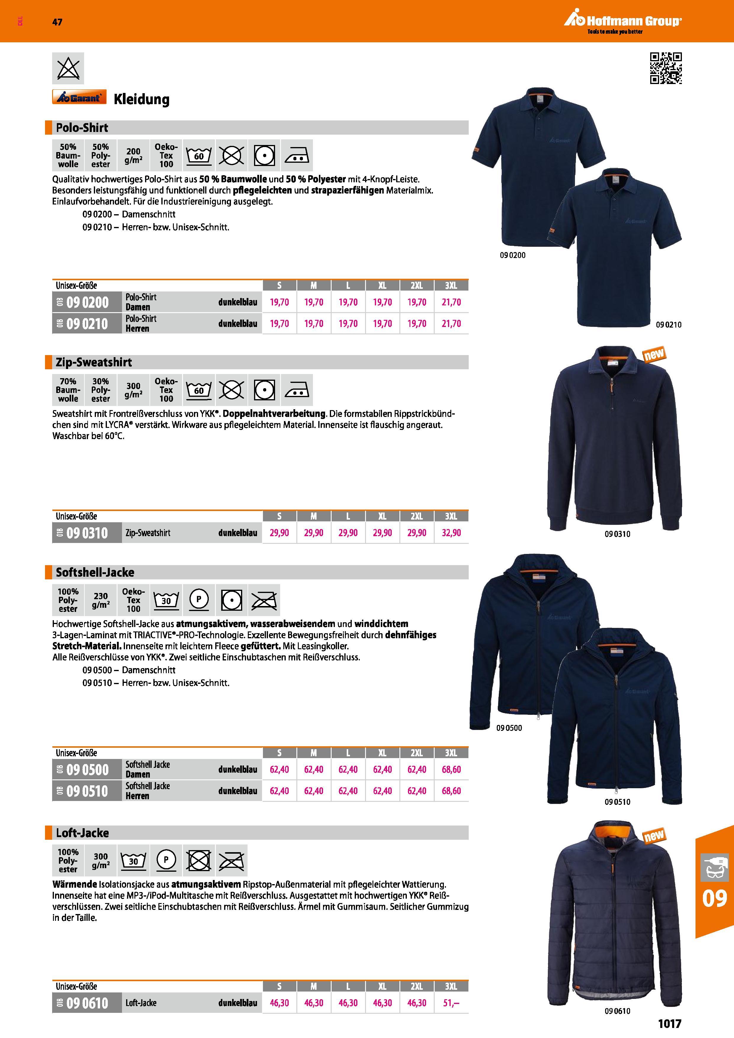 1017 Garant Kleidung Polo-Shirt 50% Baum- wolle 50% Poly- ester 200 g/m2 Oeko- Tex 100 Qualitativ hochwertiges Polo-Shirt aus 50 % Baumwolle und 50 % Каталог HOFFMANN GROUP 2016 Ручной слесарно-монтажный и контрольно-измерительный инструмент и приборы для предприятий машиностроения и мастерских сервисного обслуживания 47 версия издания Стр. 1017 DEU
