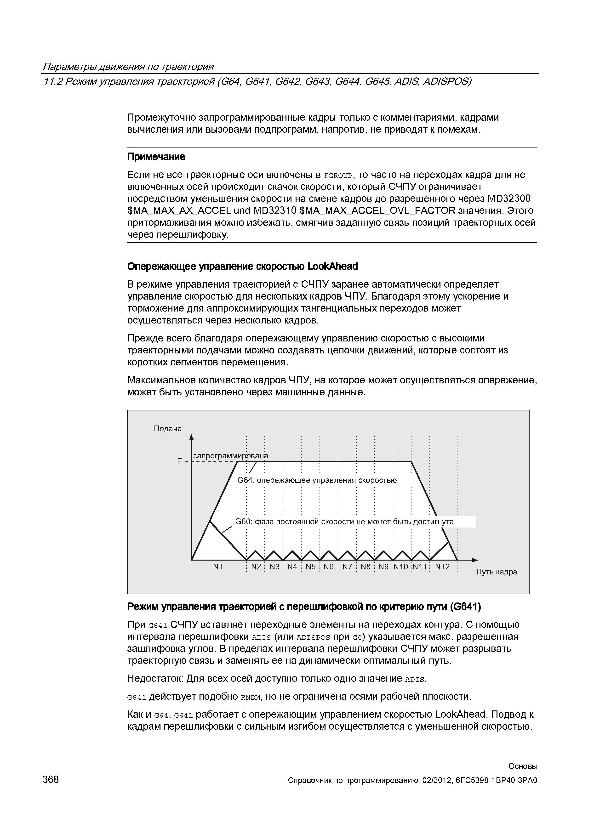 368 Промежуточно запрограммированные кадры только с комментариями кадрами вычисления или вызовами подпрограмм напротив не приводят к помехам При Справочник SIEMENS 2012 Пользователя Основы программирования стоек ЧПУ Sinumerik 840D sl 828D Металлообрабатывающее оборудование Стр. 368