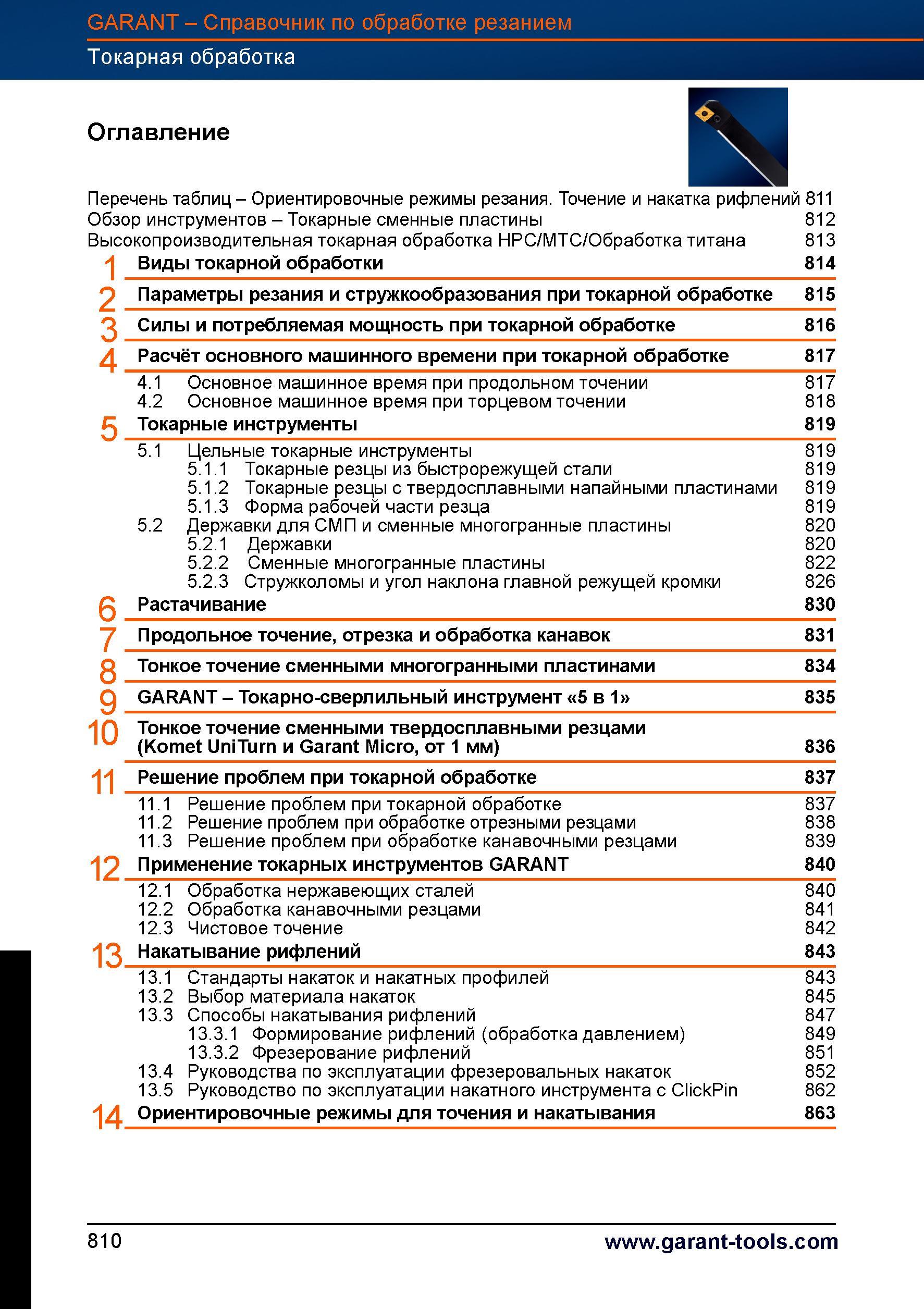 837 Токарная обработка на станках Теоретические основы и формулы расчета режимов резания Резцы от Hoffmann Group Высокопроизводительная токарн Справочник HOFFMANN GROUP 2012 Обработка материалов резанием Garant ToolScout Металлорежущий инструмент и инструментальная оснастка для станков Стр. 810