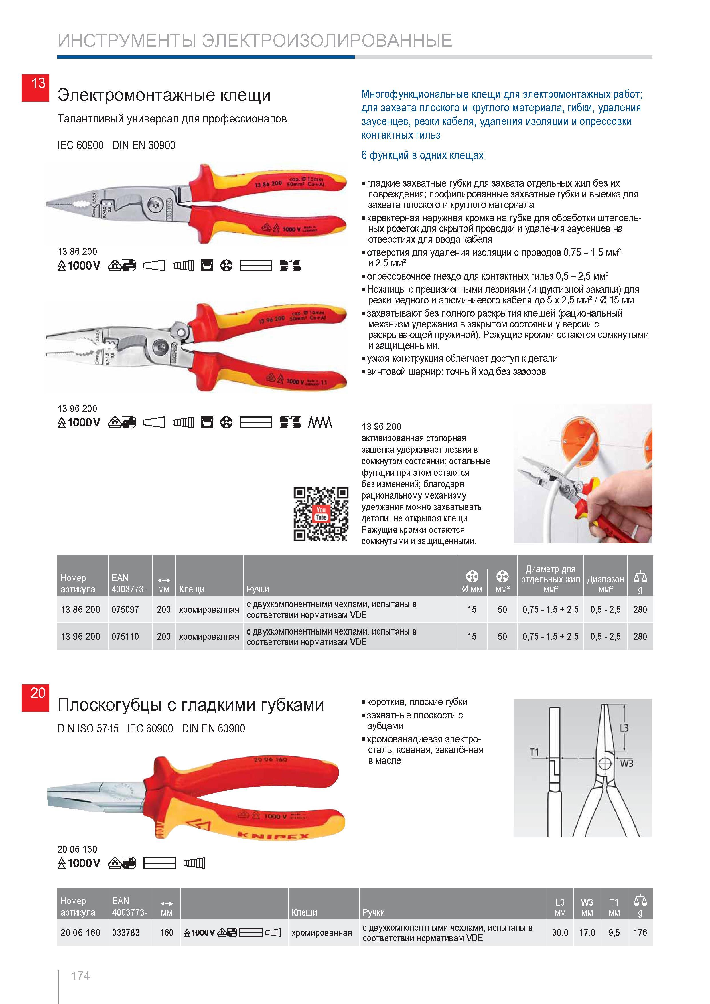 174 Электромонтажные клещи Knipex Талантливый универсал для профессионалов IEC 60900 DIN EN 60900 1000V Многофункциональные клещи для электромонтажных работ для захвата Каталог KNIPEX 2014 Профессиональный ручной инструмент для удаления изоляции Плоскогубцы Кусачки Ножницы Клещи Бокорезы Стр. 174