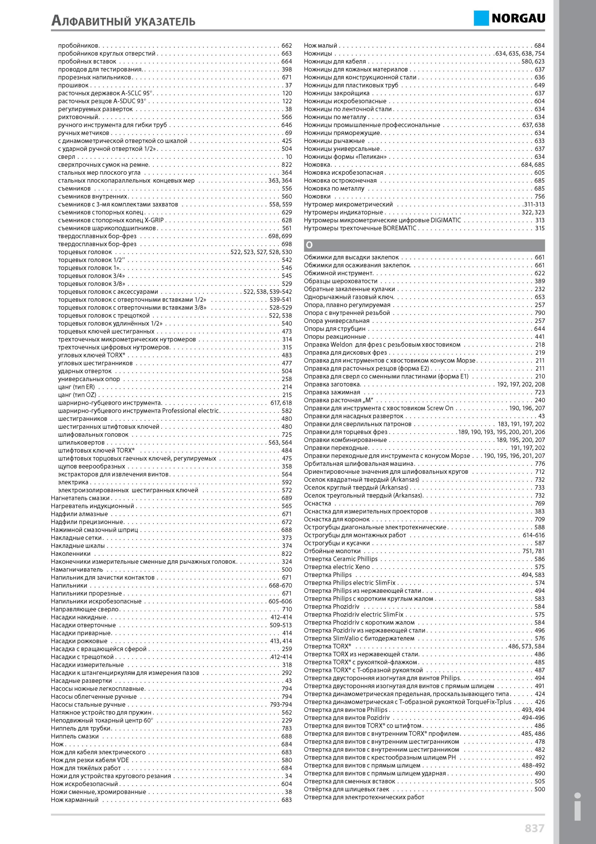 853 Алфавитный указатель пробойников Нагнетатель смазки 689 Нагреватель индукционный 565 Надфили алмазные 671 Надфили прецизионные 672 Нажимной смазочный шприц Каталог NORGAU 2014 Профессиональные инструменты и промышленное оборудование Стр. 837
