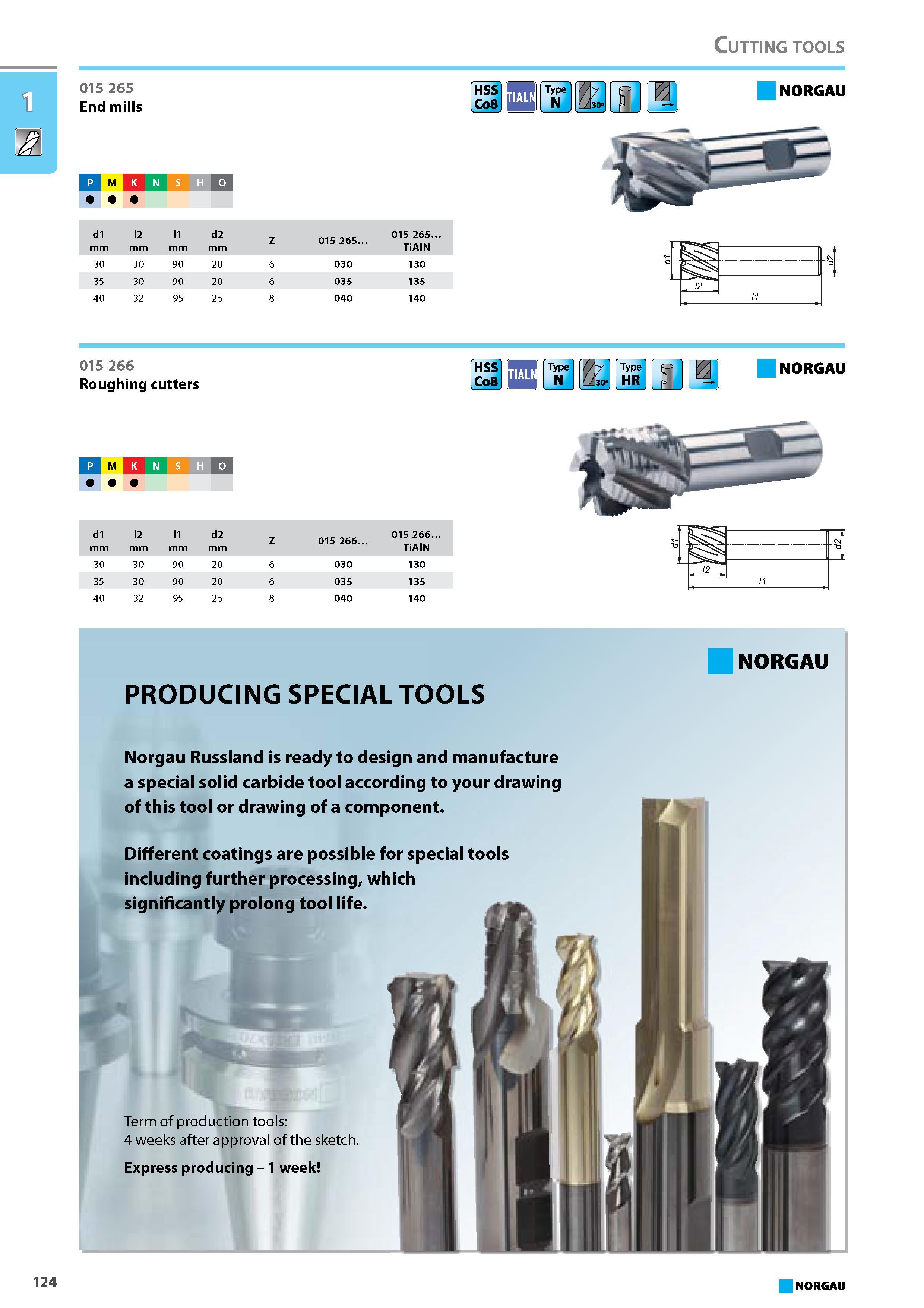 140 Norgau Russland is ready to design and manufacture a special solid carbide tool according to your drawing of this tool or drawing of a component. Different coatings ar Каталог NORGAU 2015 Инструмент режущий измерительный слесарно-монтажный Стр. 124