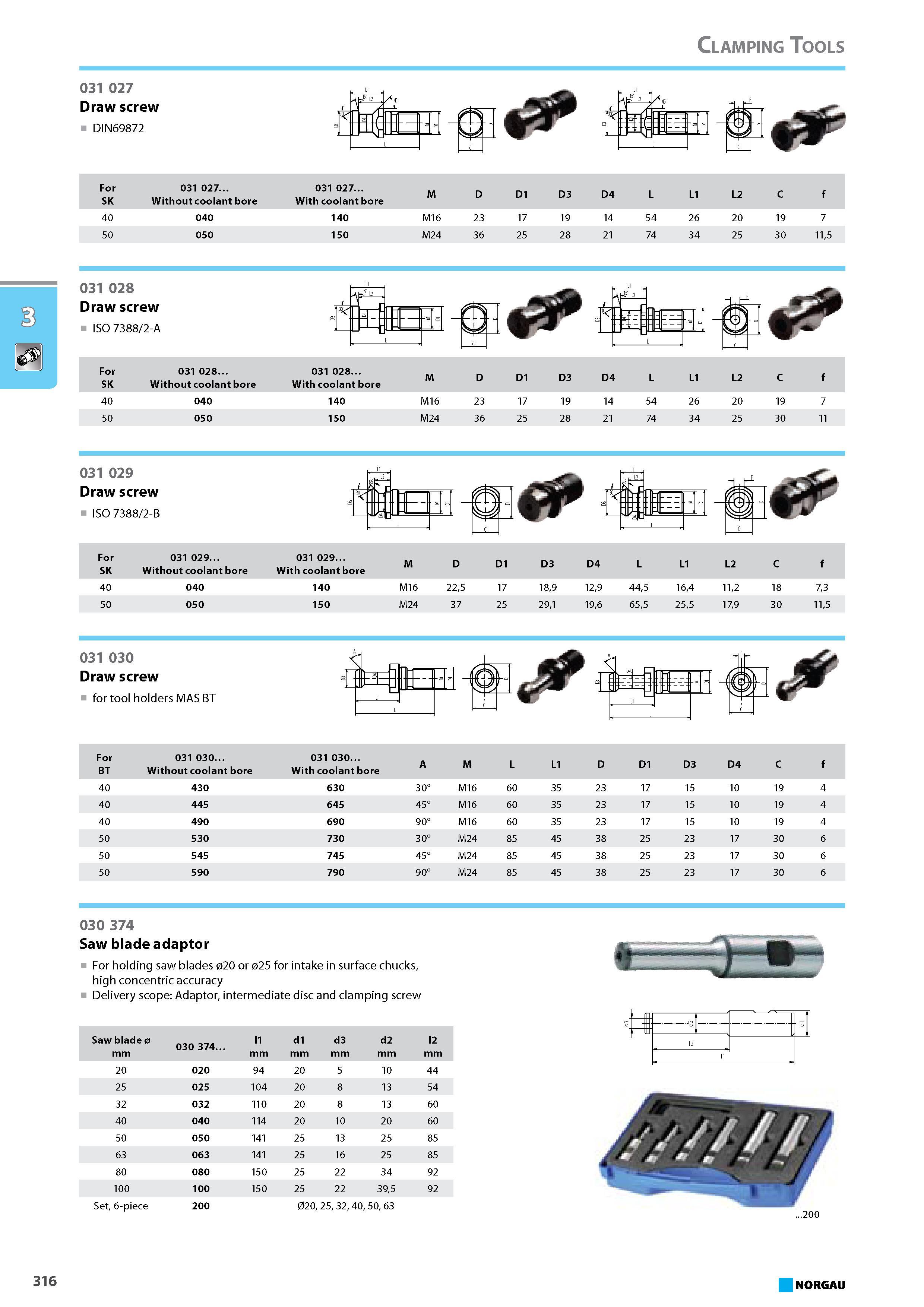 332 Saw blade adaptor For holding saw blades 020 or 025 for intake in surface chucks high concentric accuracy Delivery scope Adaptor intermediate disc and clamping screw S Каталог NORGAU 2015 Инструмент режущий измерительный слесарно-монтажный Стр. 316