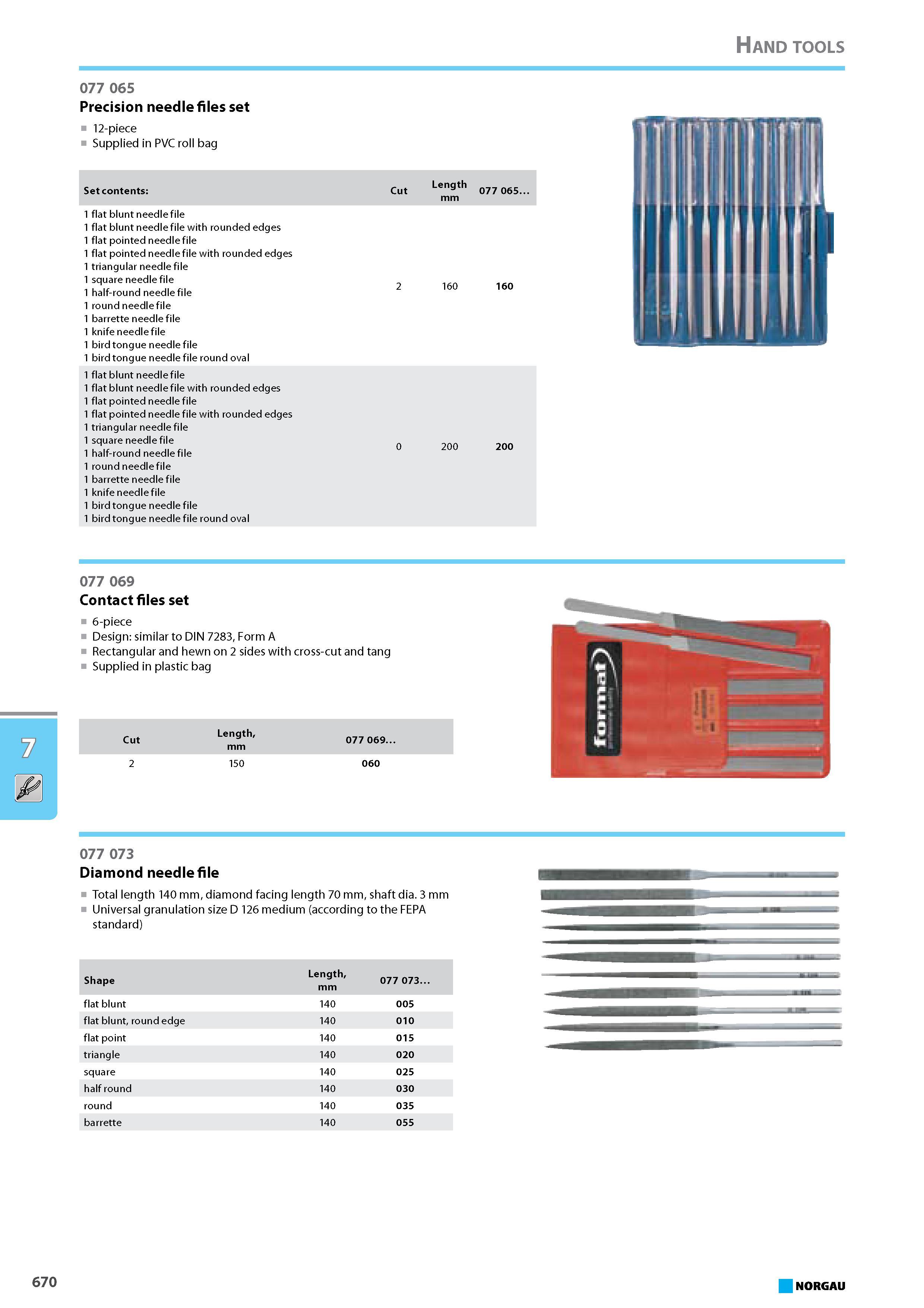 686 Diamond needle file Total length 140 mm diamond facing length 70 mm shaft dia. 3 mm Universal granulation size D 126 medium (according to the FEPA standard) Shape Leng Каталог NORGAU 2015 Инструмент режущий измерительный слесарно-монтажный Стр. 670