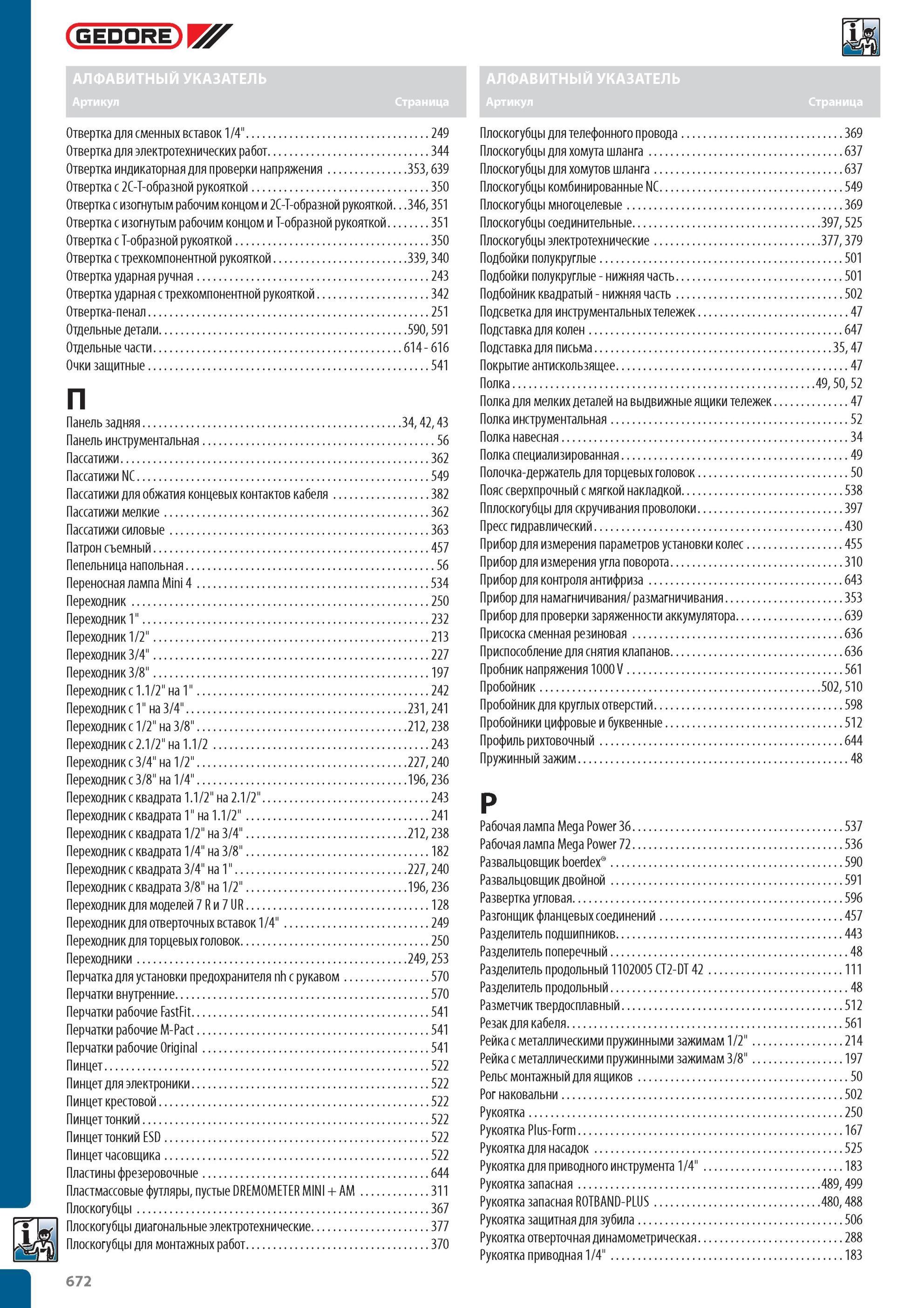 672 Профессиональный инструмент Гедора Алфавитный указатель каталога на 2012 год Пассатижи для обжатия концевых контактов кабеля Полочка-держатель для торцевых головок А Каталог GEDORE 2012 Профессиональный ручной инструмент, специнструмент и инструментальная мебель Стр. 672
