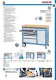 37 MOBILE WORKBENCH EXTRA WIDTH Body Dimensions H 985 x W 1250 x D 550 mm 30 mm thick multiplex beech wood worktop surface additionally protected by linseed o Каталог GEDORE 2014 Профессиональный слесарный инструмент и оборудование Стр. 35 ENG