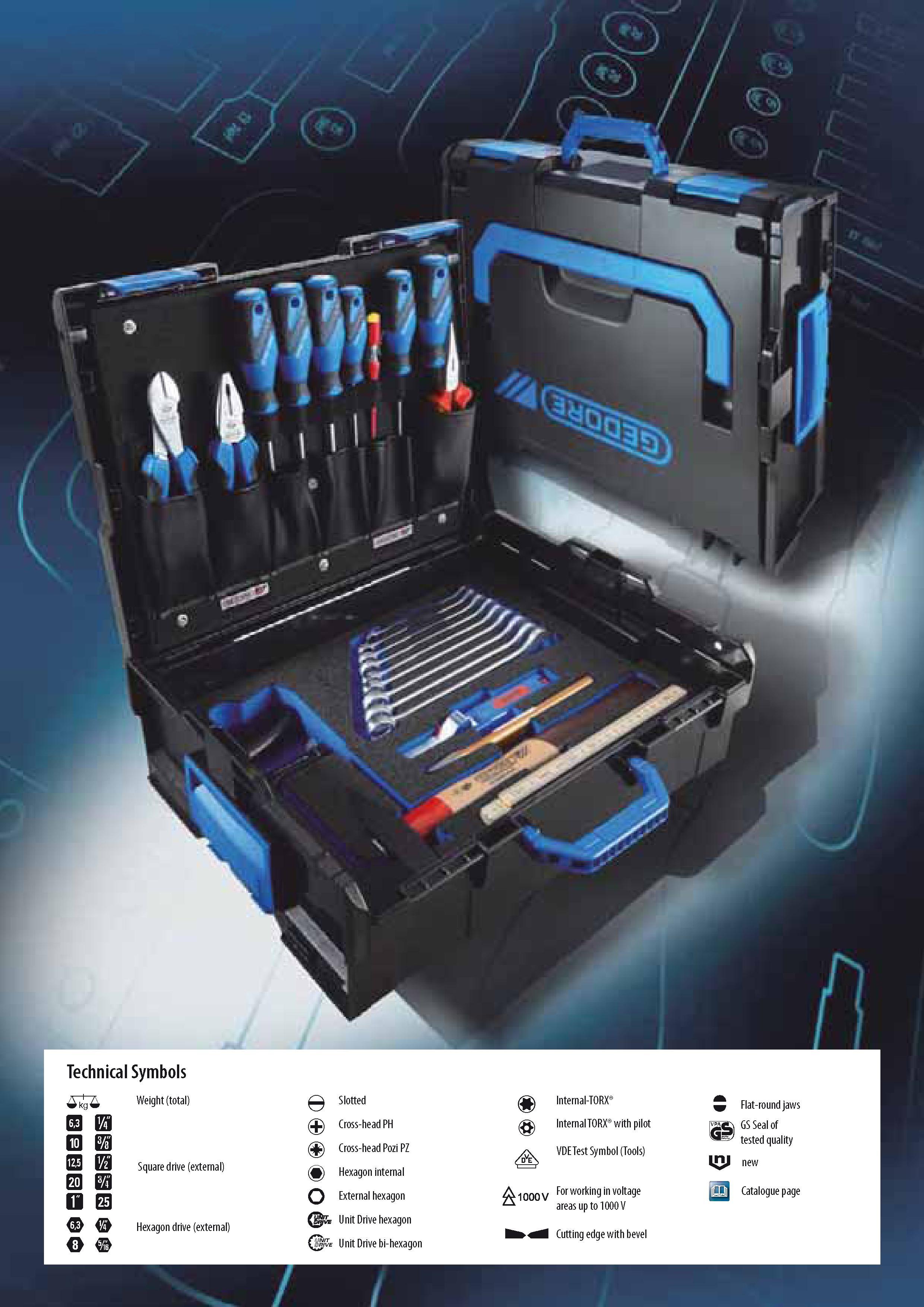54 Technical Symbols k Weight (total) Square drive (external) Hexagon drive (external) Slotted Cross-head PH Cross-head Pozi PZ 5 Hexagon internal o External Каталог GEDORE 2014 Профессиональный слесарный инструмент и оборудование для мастерских и машиностроительных производств Стр. 52 ENG