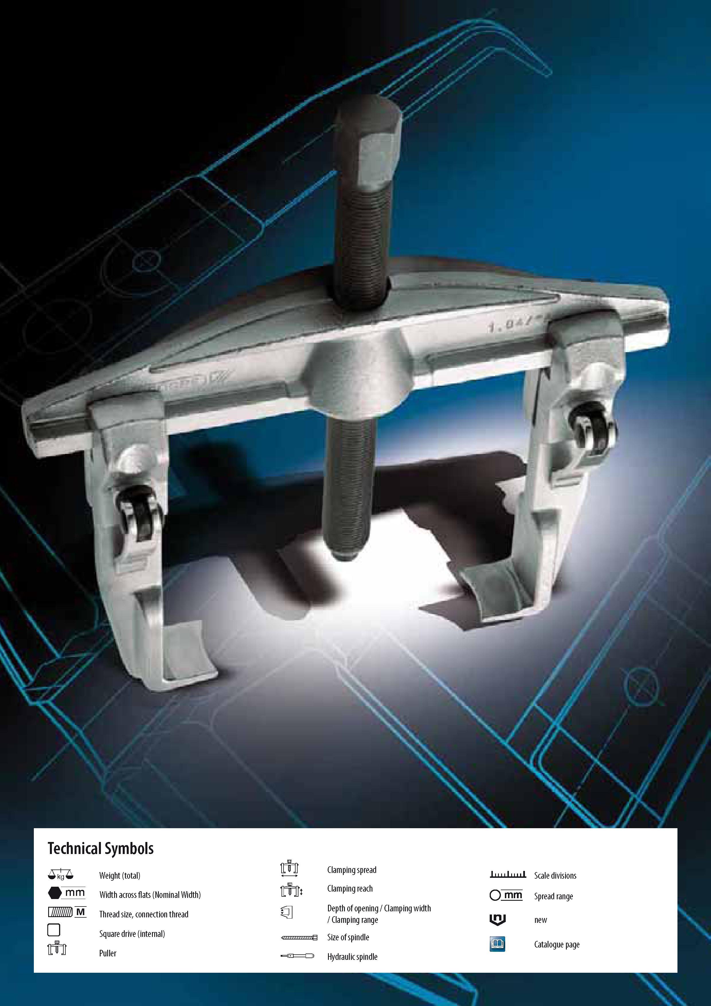 414 Technical Symbols Clamping spread Clamping reach IiiiiIiiiiI Scale divisions Width across flats (Nominal Width) Depth of opening Clamping width Clamping ra Каталог GEDORE 2014 Профессиональный слесарный инструмент и оборудование для мастерских и машиностроительных производств Стр. 412 ENG