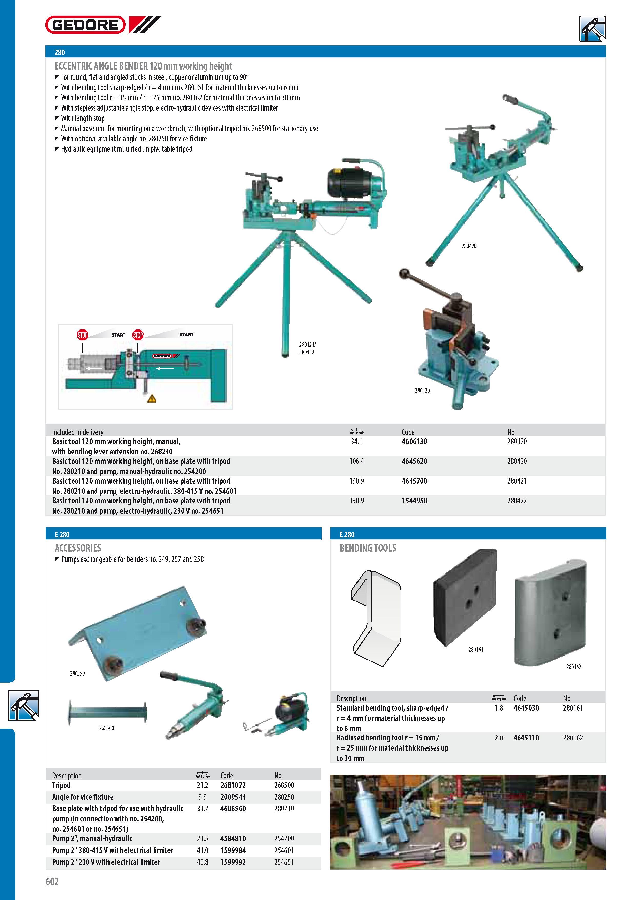 604 GEDORE ECCENTRIC ANGLE BENDER 120 mm working height For round flat and angled stocks in steel copper or aluminium up to 90 With bending tool sharp-edged r4 Каталог GEDORE 2014 Профессиональный слесарный инструмент и оборудование для мастерских и машиностроительных производств Стр. 602 ENG