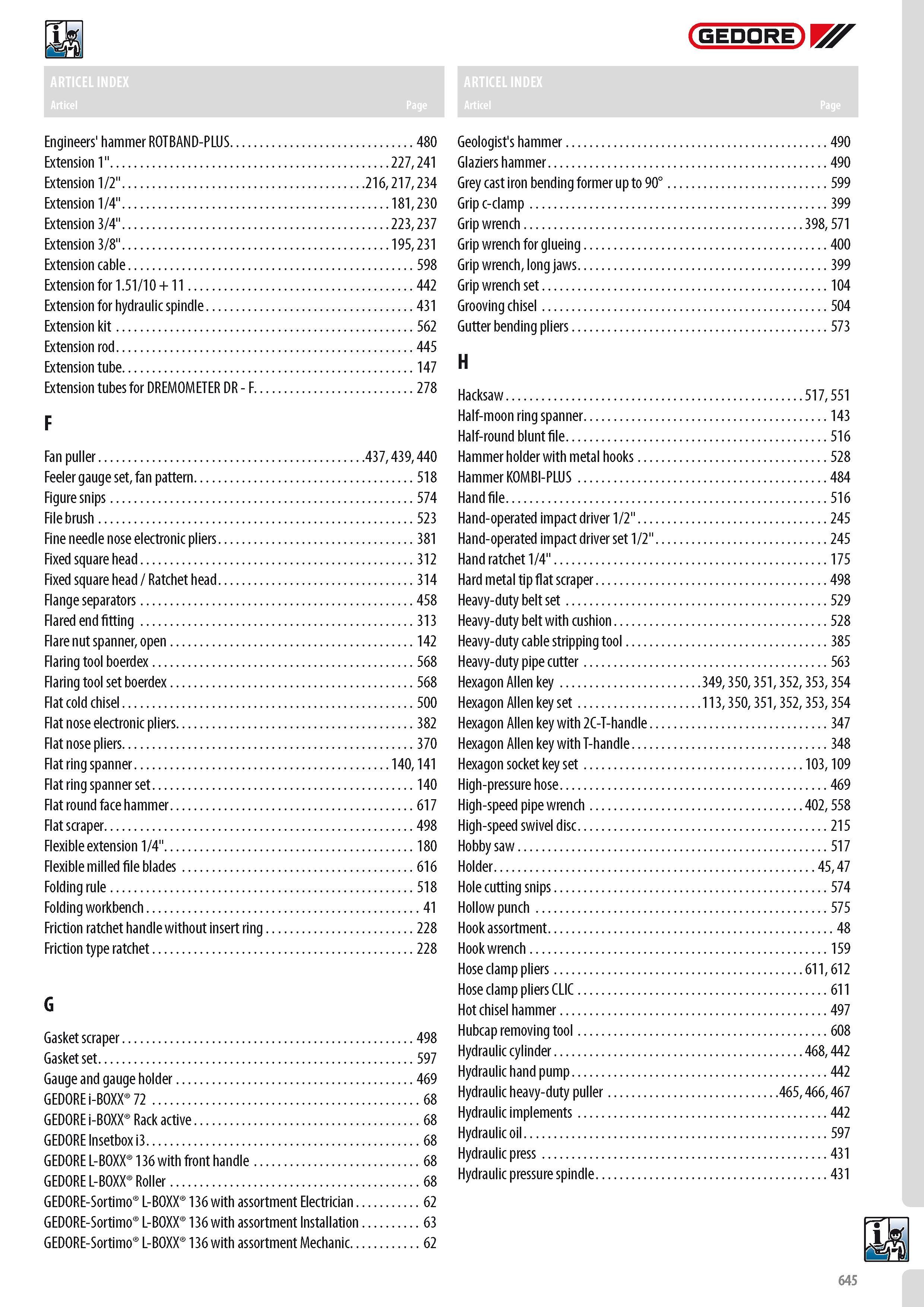 647 GEDORE Engineers' hammer ROTBAND-PLUS 480 Extension 1 227 241 Extension 1 2 216 217 234 Extension 1 4 181 230 Extension 3 4 223 237 Extension 3 8 195 231 E Каталог GEDORE 2014 Профессиональный слесарный инструмент и оборудование для мастерских и машиностроительных производств Стр. 645 ENG