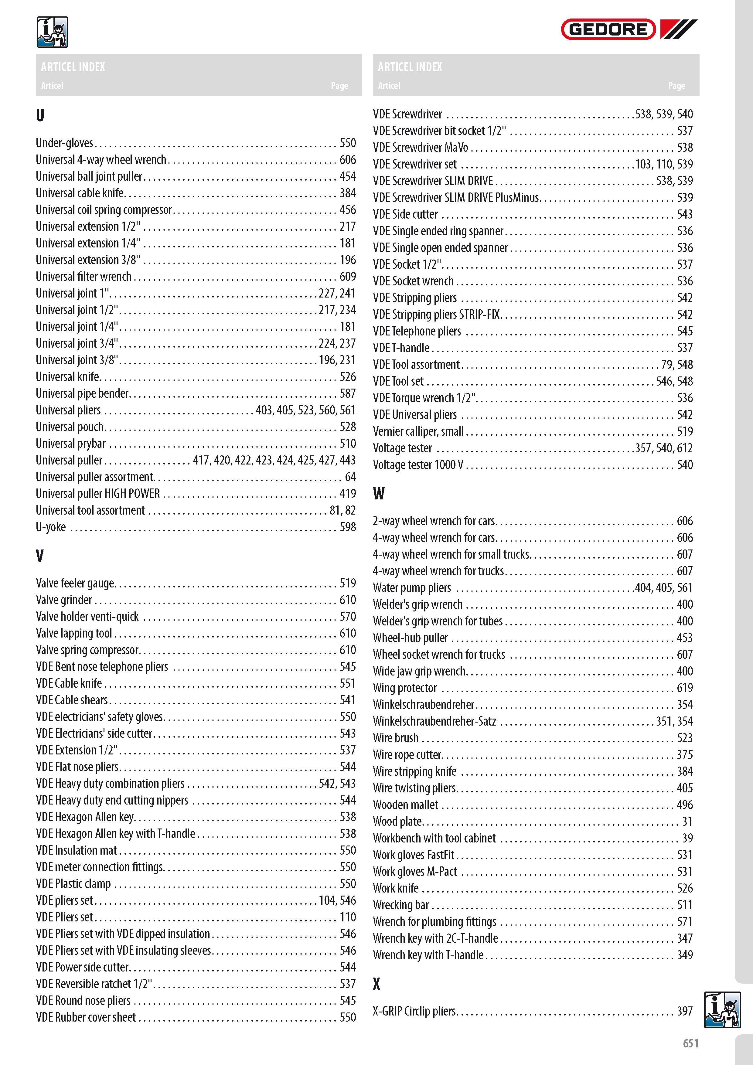 653 GEDORE U Under-gloves 550 Universal 4-way wheel wrench 606 Universal ball joint puller 454 Universal cable knife 384 Universal coil spring compressor 456 U Каталог GEDORE 2014 Профессиональный слесарный инструмент и оборудование для мастерских и машиностроительных производств Стр. 651 ENG