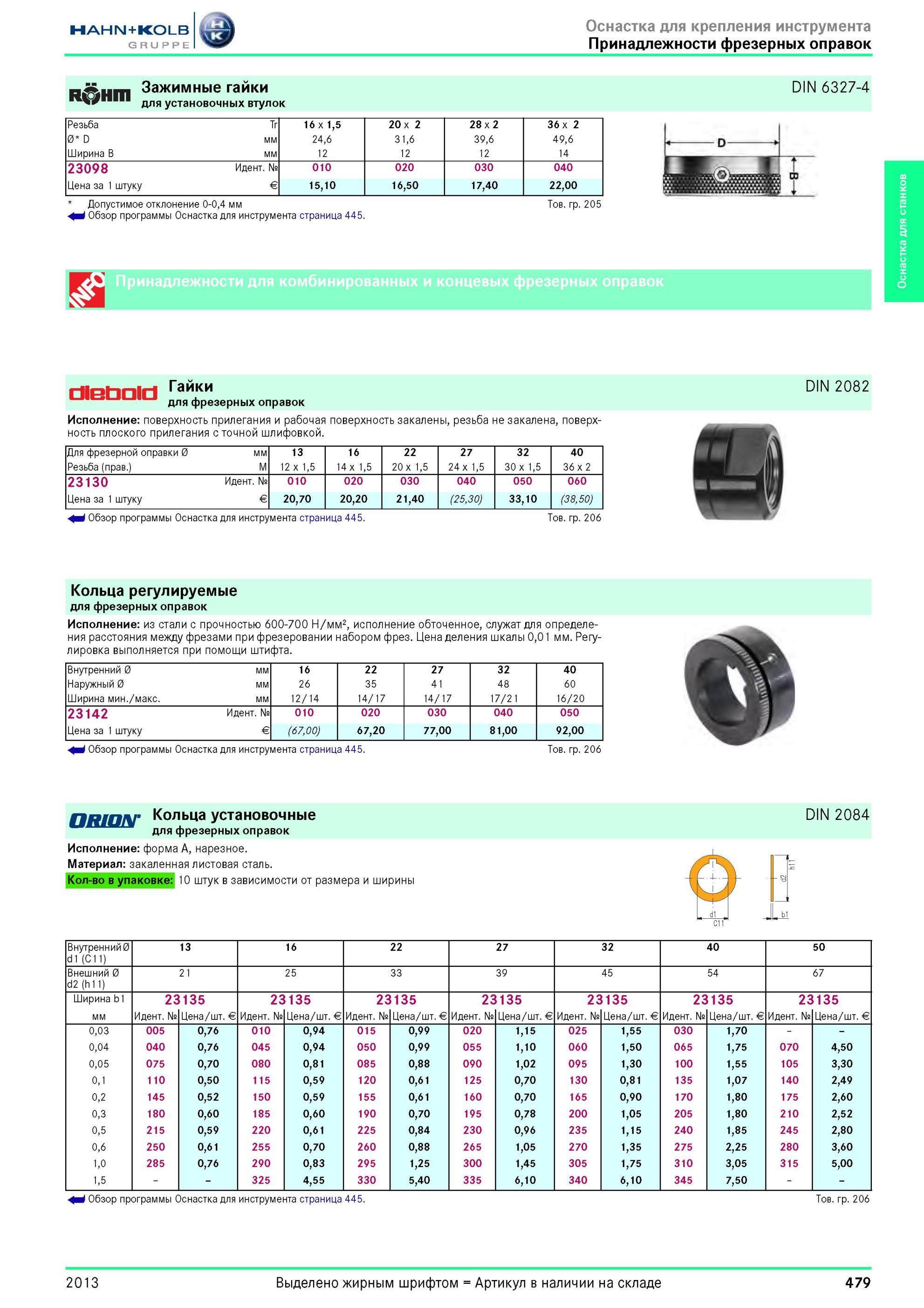479 Зажимные гайки для установочных втулок от Hahn Kolb Резьба Tr 16 x 1,5 20 x 2 28 x 2 36 x 2 D 0 мм 24,6 31,6 39,6 49,6 Ширина B мм 12 12 12 14 23098 И Каталог HAHN-KOLB 2013 Режущий измерительный слесарно-монтажный инструмент и станочная оснастка Мебель Стр. 479
