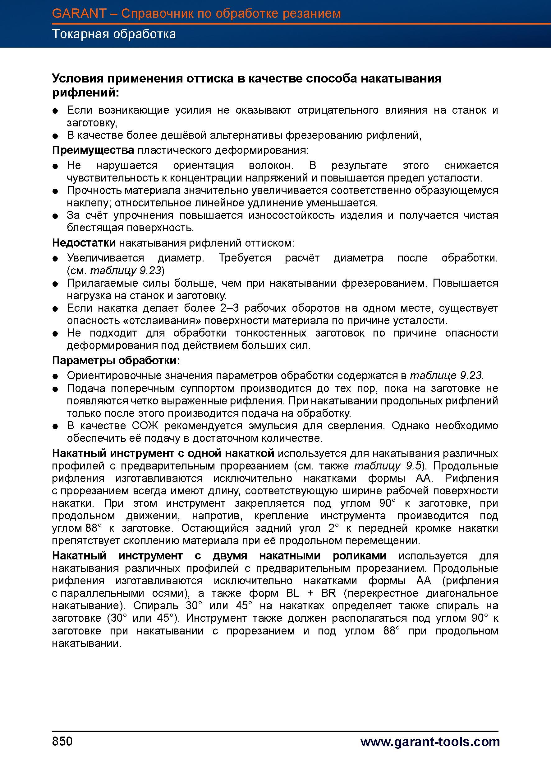 877 Токарный накатной инструмент с одной накаткой используется для накатывания различных профилей с предварительным прорезанием (см также табл Справочник HOFFMANN GROUP 2012 Обработка материалов резанием Garant ToolScout Металлорежущий инструмент и инструментальная оснастка для станков Стр. 850