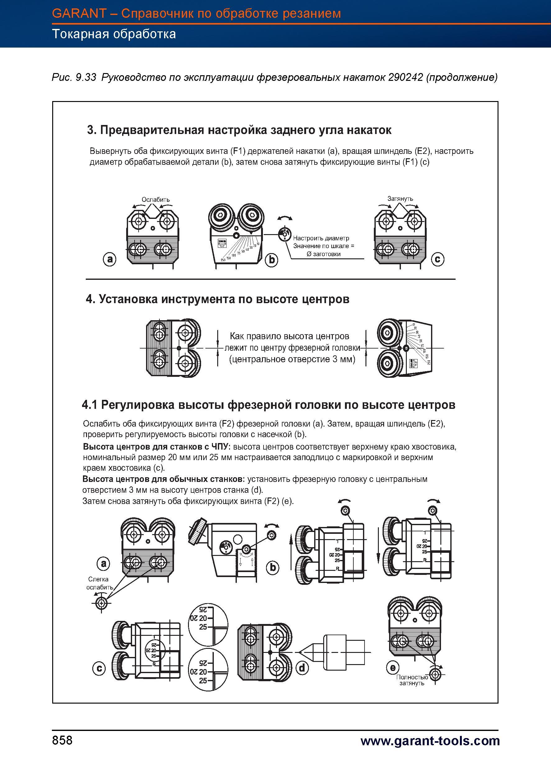 885 Руководство по эксплуатации фрезеровальных накаток 290242 3 Предварительная настройка заднего угла накаток Вывернуть оба фиксирующих винта Справочник HOFFMANN GROUP 2012 Обработка материалов резанием Garant ToolScout Металлорежущий инструмент и инструментальная оснастка для станков Стр. 858