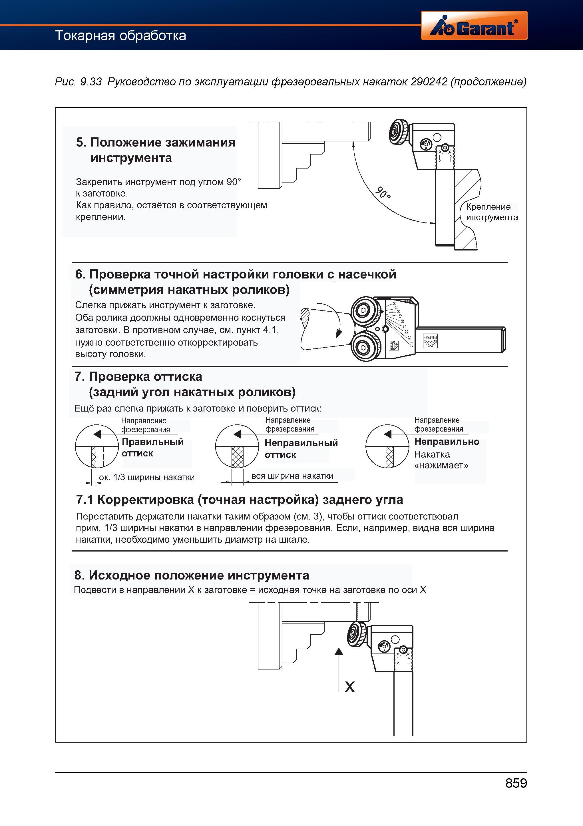 886 Проверка точной настройки головки с насечкой (симметрия накатных роликов) Слегка прижать инструмент к заготовке Оба ролика доолжны одновре Справочник HOFFMANN GROUP 2012 Обработка материалов резанием Garant ToolScout Металлорежущий инструмент и инструментальная оснастка для станков Стр. 859