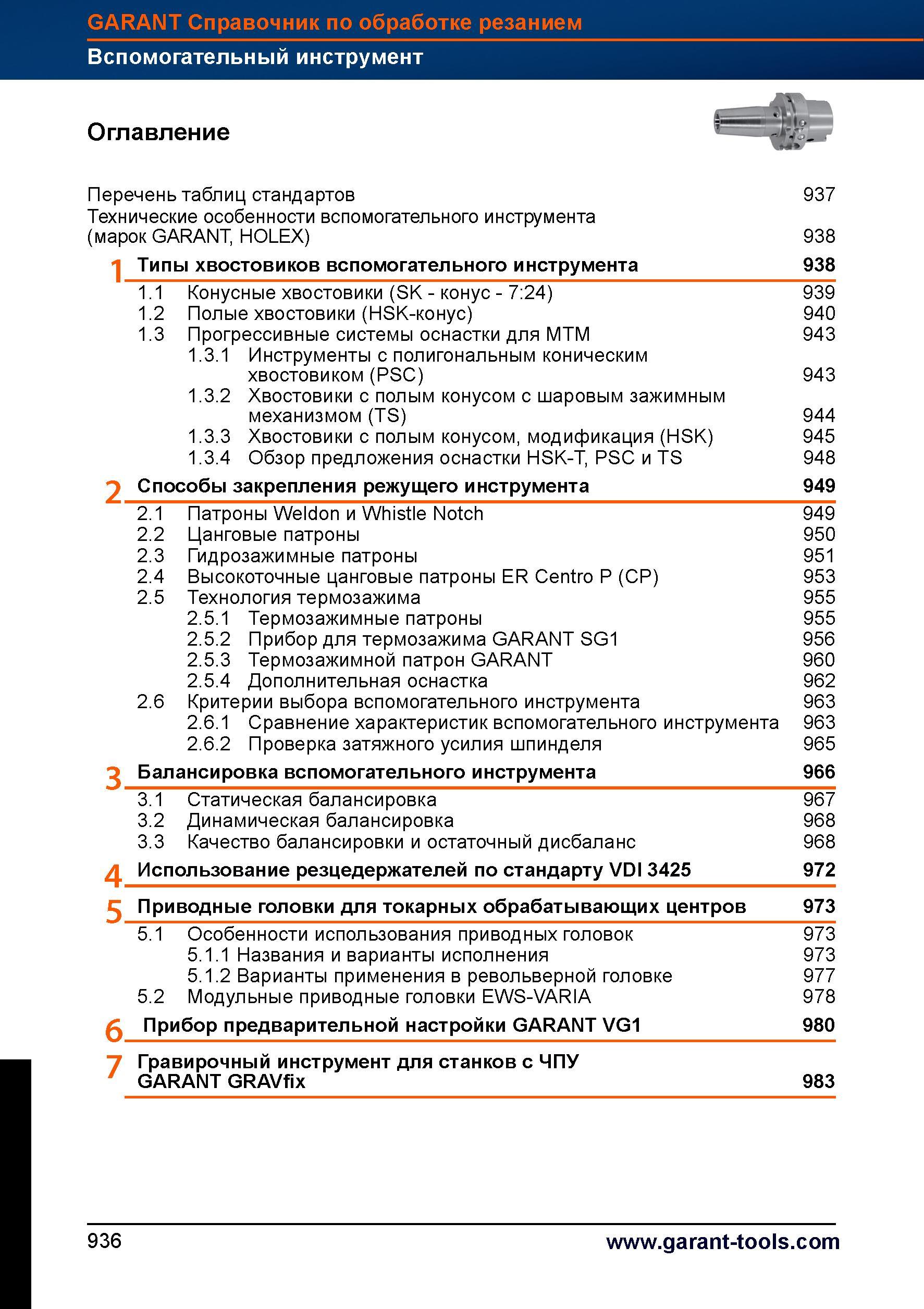 963 Зажимные станочные приспособления и инструментальная оснастка Описание характеристик различных видов инструмента Оглавление раздела справо Справочник HOFFMANN GROUP 2012 Обработка материалов резанием Garant ToolScout Металлорежущий инструмент и инструментальная оснастка для станков Стр. 936