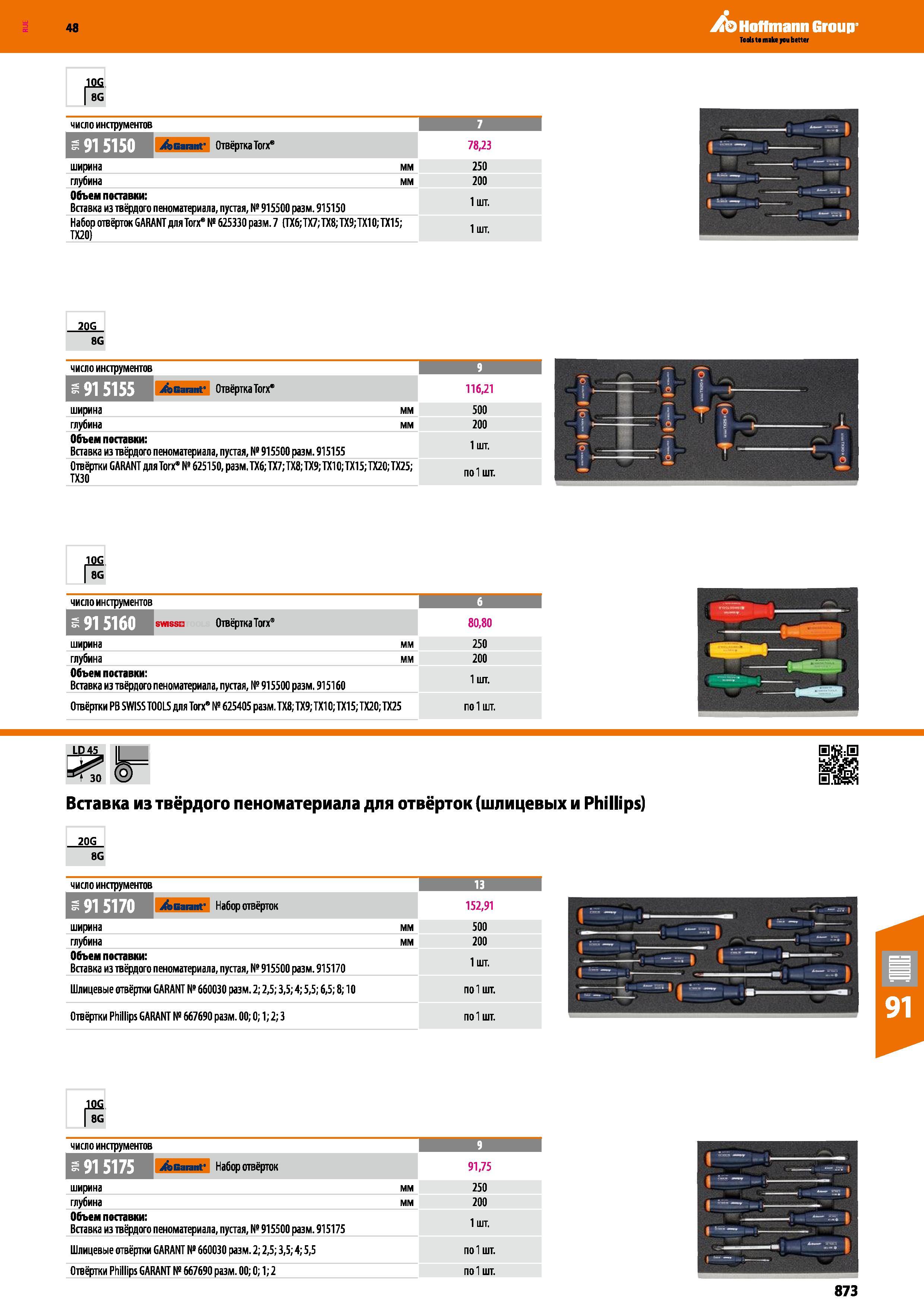 873 Шлицевые отвёртки GARANT № 660030 разм 2; 2,5; 3,5; 4; 5,5 по1 шт Отвёртки Phillips GARANT № 667690 разм 00; 0; 1; 2 по1 шт 873 48 Hoffma Каталог HOFFMANN GROUP 2017 Ручной слесарно-монтажный и контрольно-измерительный инструмент для производственных предприятиий и служб сервиса Инвентарь Стр. 873