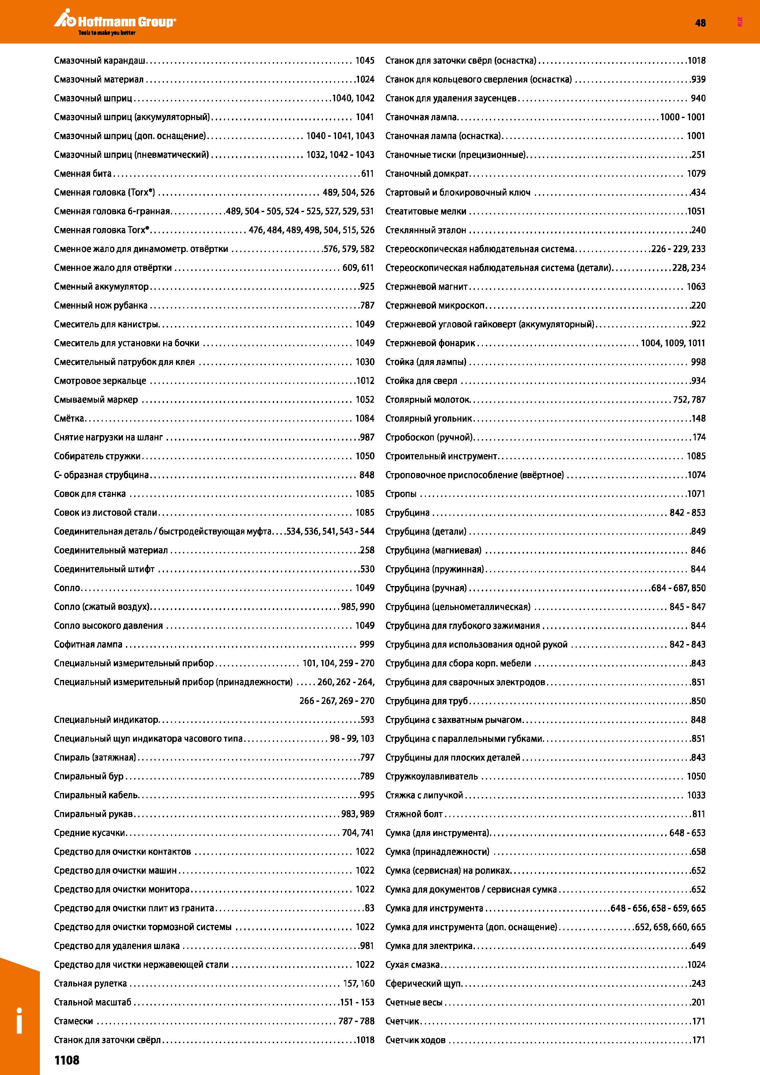 1108 Сменный аккумулятор 925 Сменный нож рубанка 787 Смеситель для канистры 1049 Смеситель для установки на бочки 1049 Смесительный патрубок д Каталог HOFFMANN GROUP 2017 Ручной слесарно-монтажный и контрольно-измерительный инструмент для производственных предприятиий и служб сервиса Инвентарь Стр. 1108
