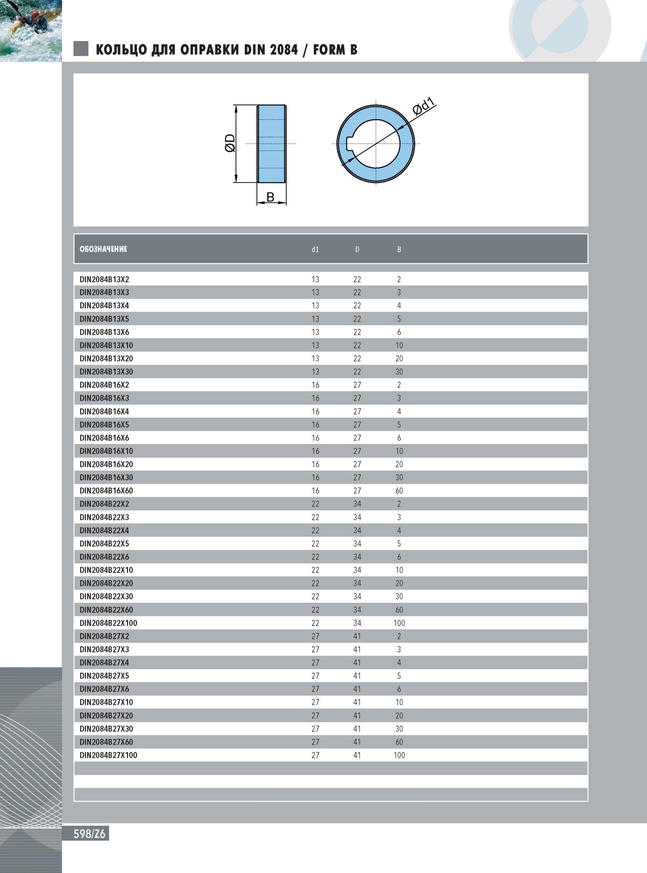 602 КОЛЬЦО ДЛЯ ОПРАВКИ DIN 2084 FORM B Инструментальная оснастка Ingersoll Q Q B Обозначение d1 D B DIN2084B13X2 13 22 2 DIN2084B13X3 13 22 3 DIN2084B13X4 13 22 4 D Каталог INGERSOLL 2014 Фрезерный инструмент Инструментальная оснастка Сверла Стр. 598