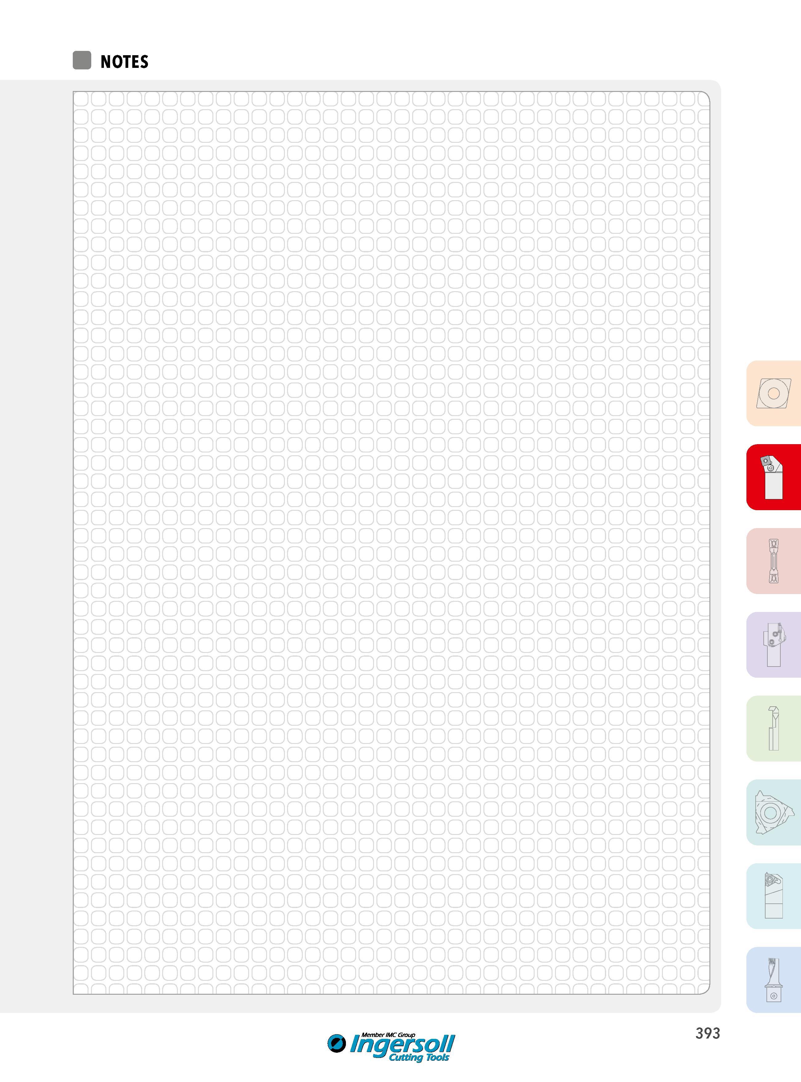 393 NOTES 1 OOGGOOOOOOGGGOOOOOGGGOOOOOGGOOOOOGC GOOOOOOOOOOOOOOOOOOOOOOOOOOOOOOOOOOC ooooooooooooooooooooooooooooooooooc ooooooooooooooooooooooooooooooooooc Каталог INGERSOLL 2015 Металлорежущий токарный инструмент Резцы Державки Сменные режущие многогранные пластины для точения на станках Стр. 393 ENG FRA