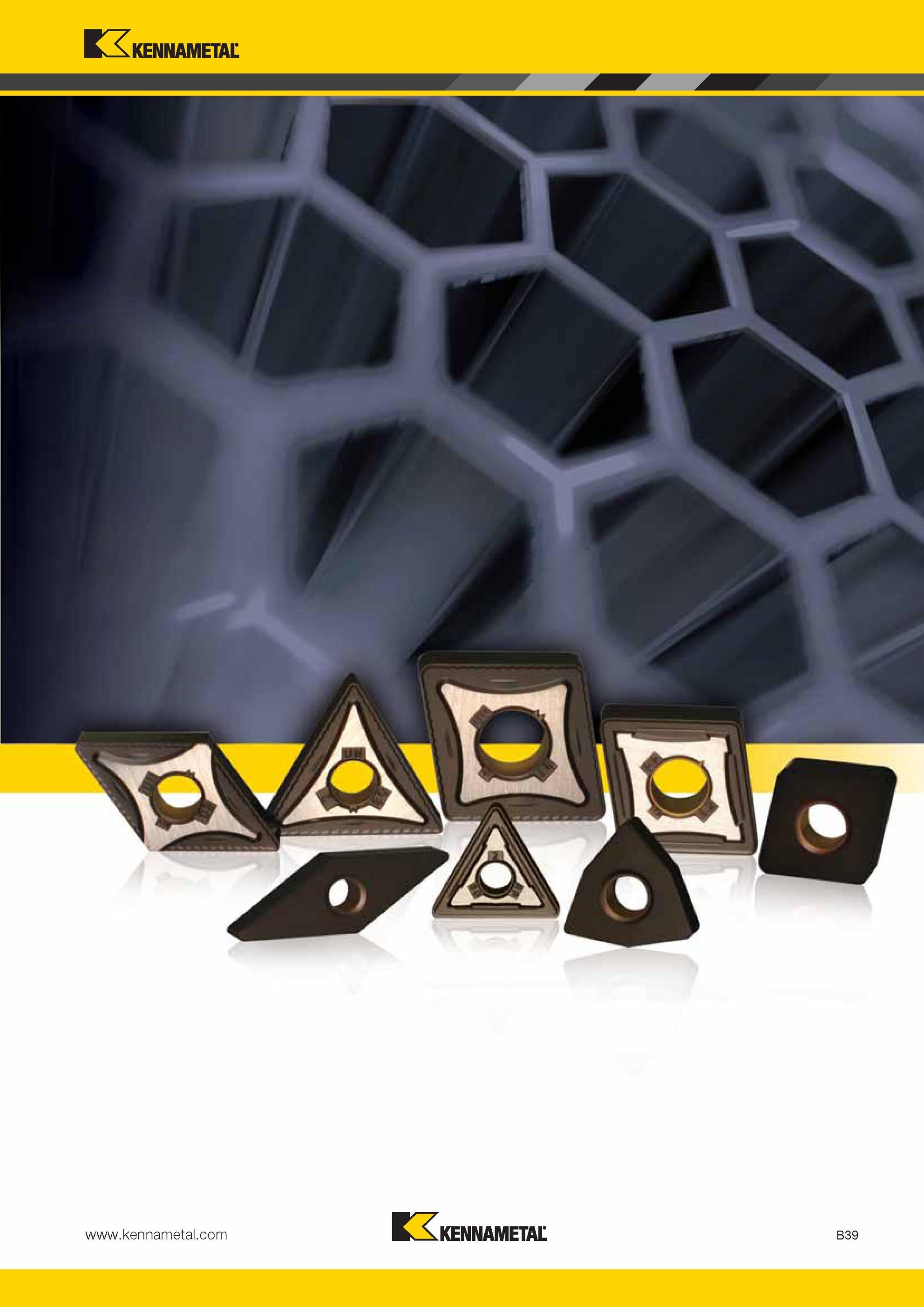 83 Сменные режущие пластины Kennametal для точения с отверстием для механического крепления на токарных ISO державках для наружной и внутренней обработки Мастер-каталог KENNAMETAL 2013 Металлорежущий инструмент Точение Обработка отверстий Фрезерование Стр. B39