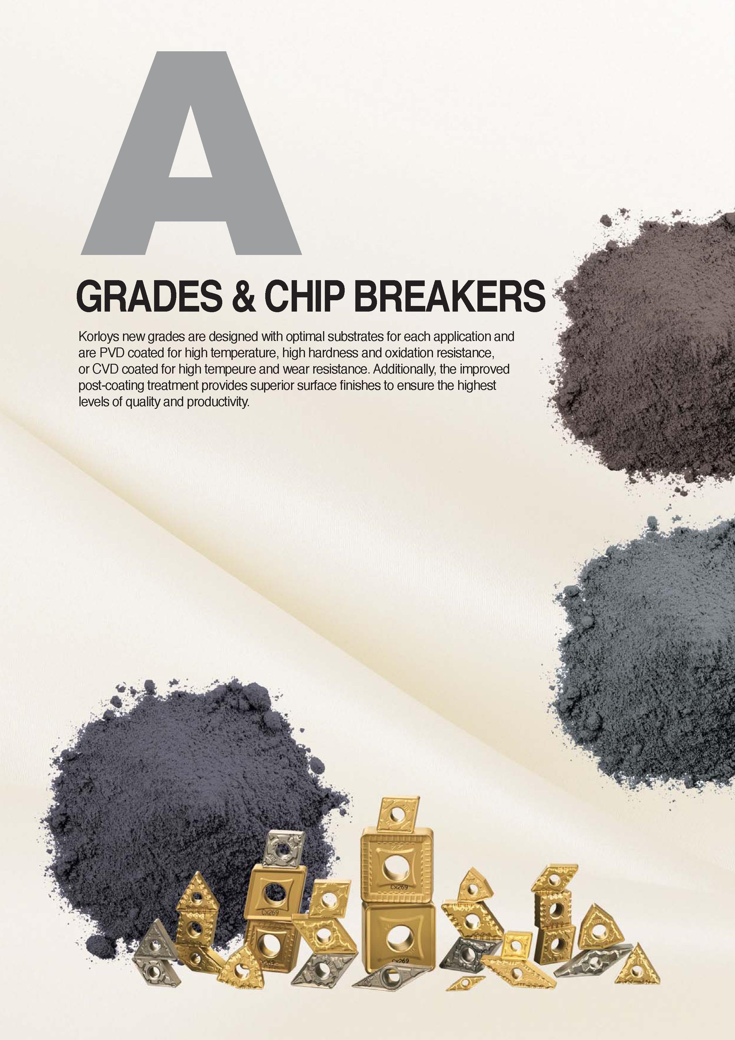 11 Korloys new grades are designed with optimal substrates for each application and are PVD coated for high temperature, high hardness and oxidation resistanc Каталог KORLOY 2016 Металлорежущий инструмент для точения фрезерования сверления и инструментальная станочная оснастка для металлообрабатывающих станков Стр. 