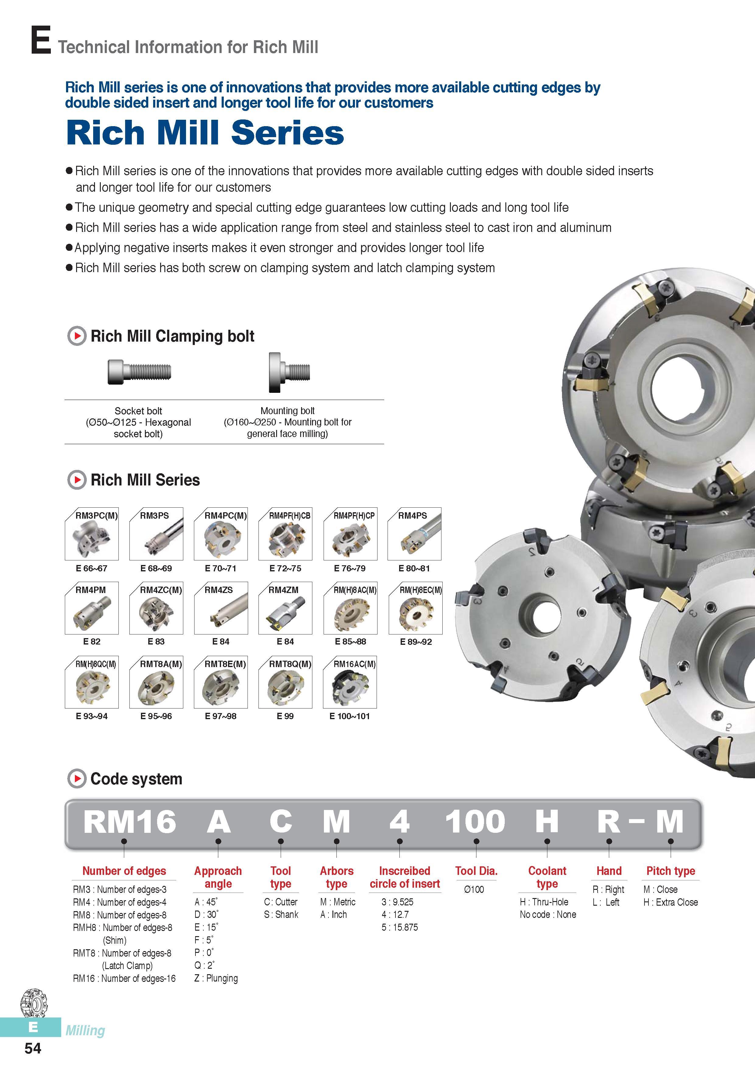 441 South Korea metal milling tools with indexable cutting inserts Mill Korloy Rich series is one of innovations that provides more available cutting edges by Каталог KORLOY 2016 Металлорежущий инструмент для точения фрезерования сверления и инструментальная станочная оснастка для металлообрабатывающих станков Стр. E54