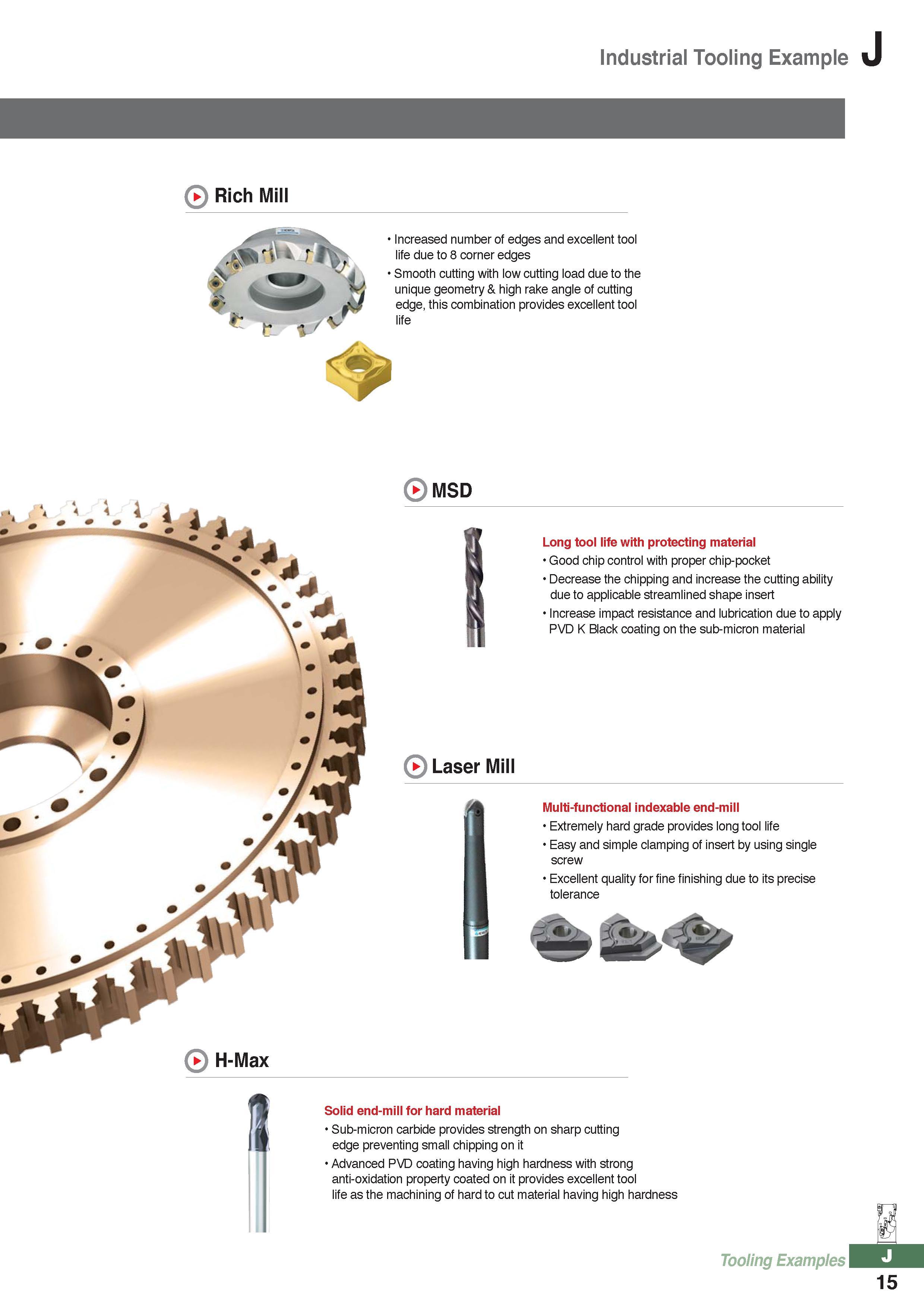 1044 Rich Mill Increased number of edges and excellent tool life due to 8 corner edges Smooth cutting with low cutting load due to the unique geometry & high ra Каталог KORLOY 2016 Металлорежущий инструмент для точения фрезерования сверления и инструментальная станочная оснастка для металлообрабатывающих станков Стр. J15
