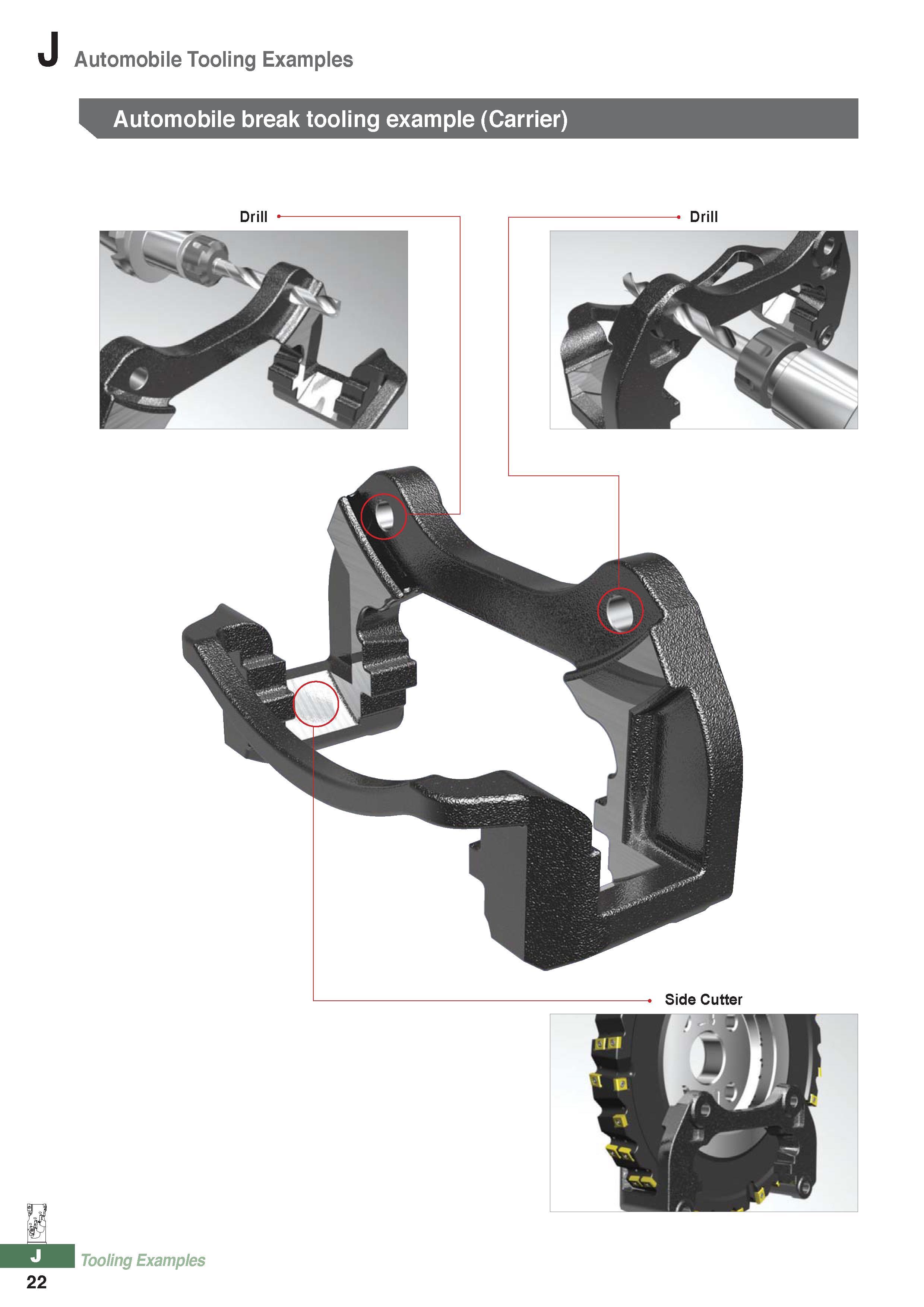 1051 Automobile Tooling Examples Automobile break tooling example (Carrier) J Tooling Examples 22 Каталог KORLOY 2016 Металлорежущий инструмент для точения фрезерования сверления и инструментальная станочная оснастка для металлообрабатывающих станков Стр. J22