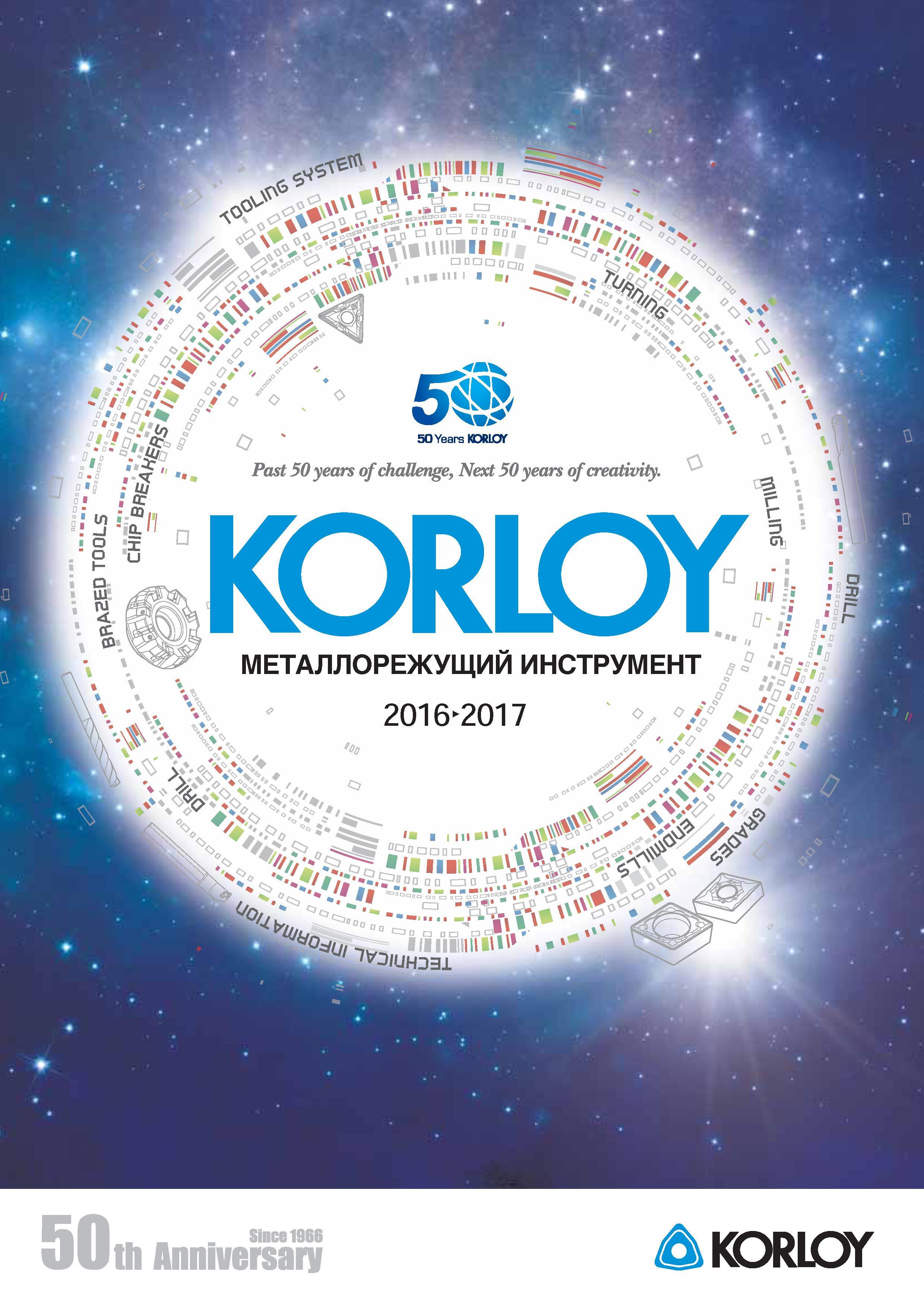 1 Лицевая обложка основного инструментального каталога KORLOY 2016 - 2017 на русском языке Металлорежущий вращающийся и стационарный инструмент Каталог KORLOY 2016 Металлорежущий инструмент и инструментальная оснастка для токарных фрезерных резьбонарезных сверлильных расточных технологических операций на станках Стр. 