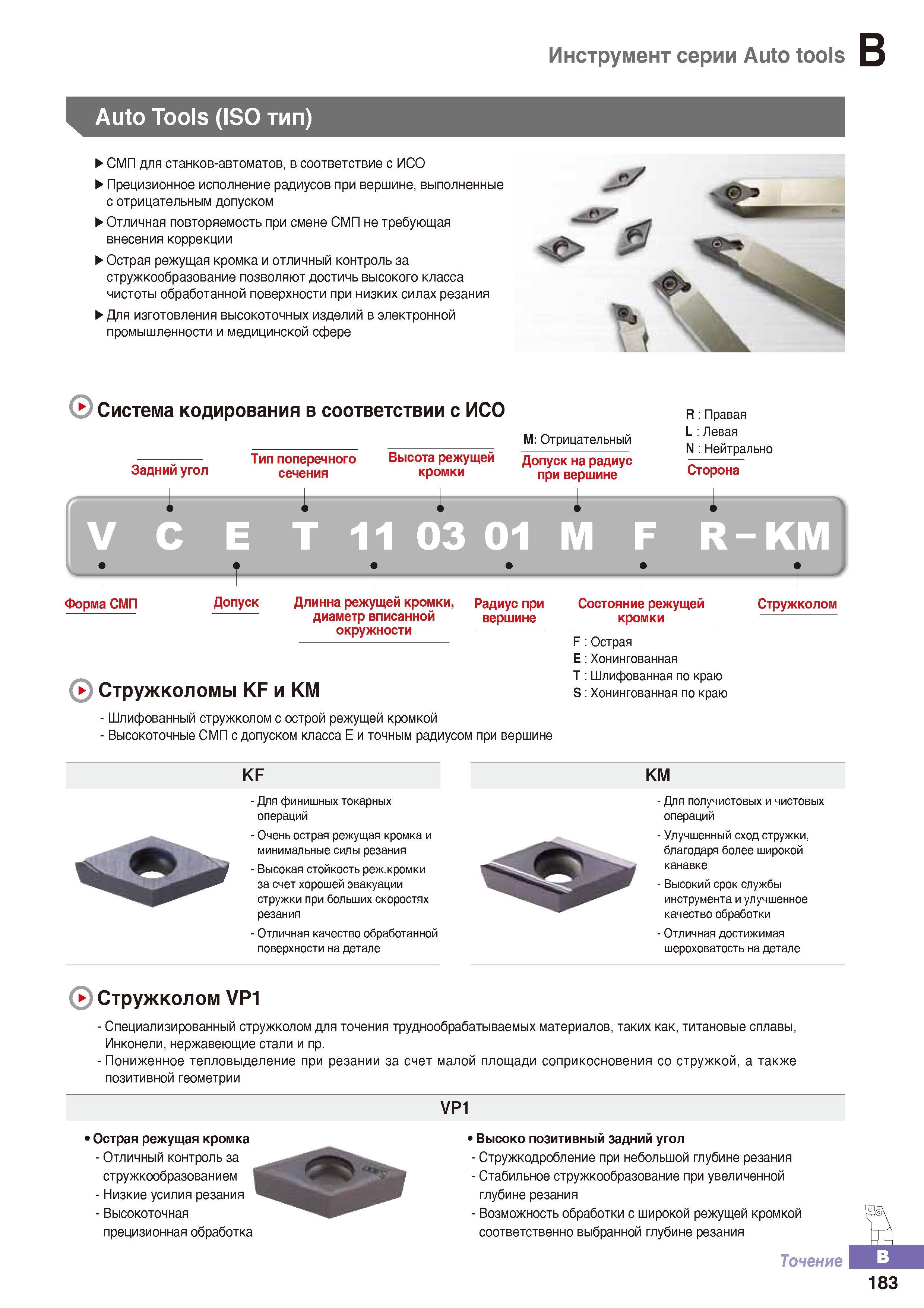238 Основные технологические особенности токарного металлорежущего инструмента компании Korloy серии Auto tools Отличная повторяемость при смене пластин Каталог KORLOY 2016 Металлорежущий инструмент и инструментальная оснастка для токарных фрезерных резьбонарезных сверлильных расточных технологических операций на станках Стр. B183