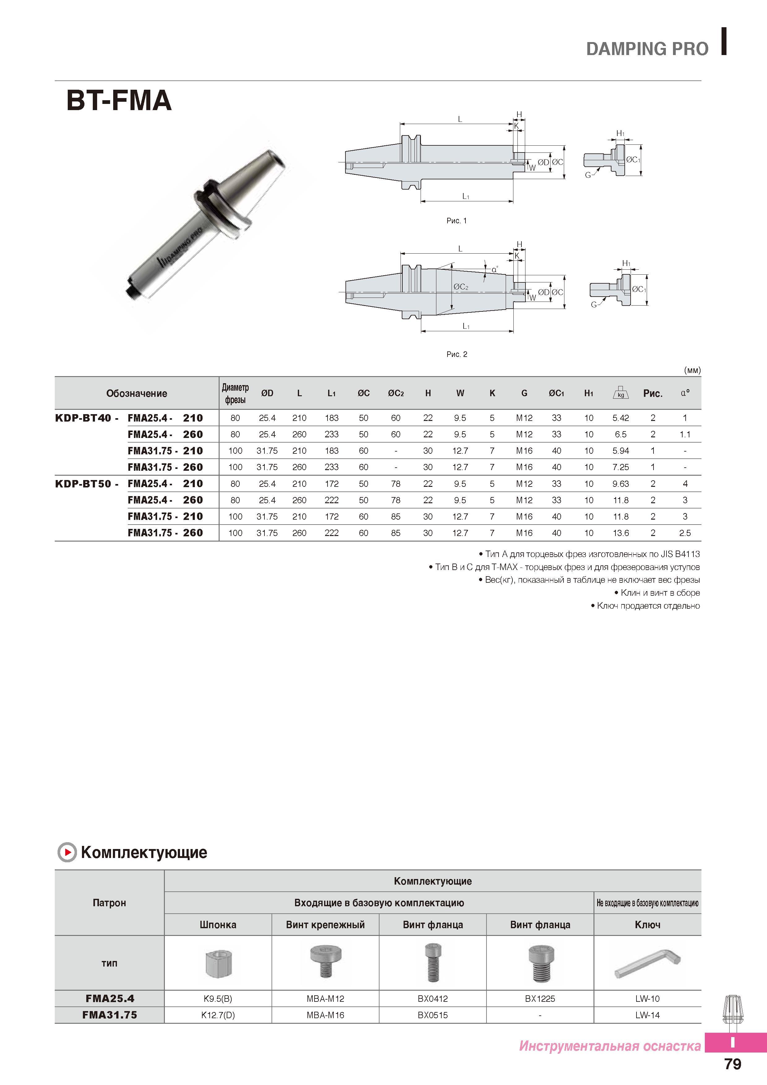996 Антивибрационный инструмент Korloy DAMPING PRO BT-FMA Каталог KORLOY 2016 Металлорежущий инструмент и инструментальная оснастка для токарных фрезерных резьбонарезных сверлильных расточных технологических операций на станках Стр. I79