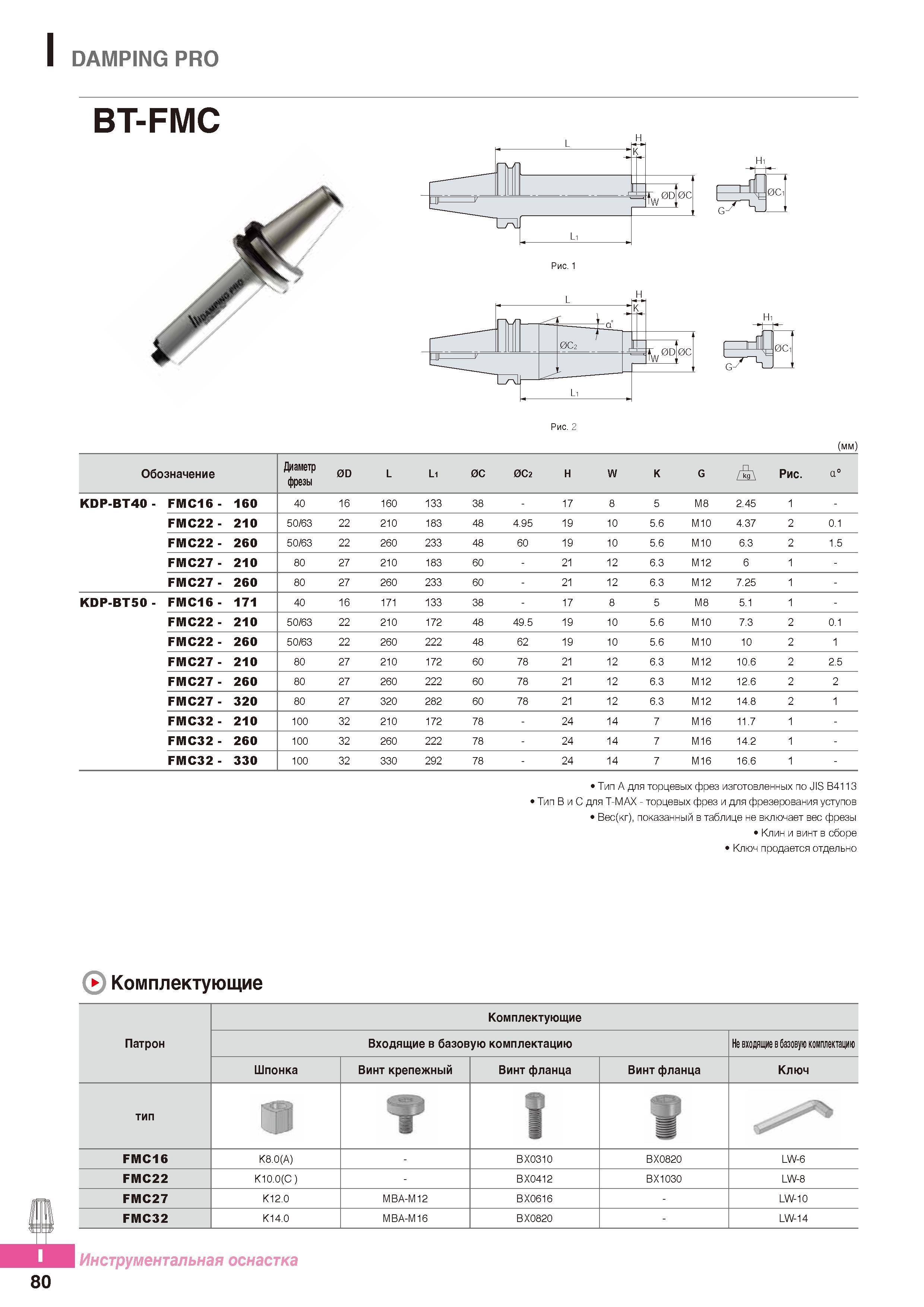 997 Антивибрационный инструмент Korloy DAMPING PRO BT-FMC Каталог KORLOY 2016 Металлорежущий инструмент и инструментальная оснастка для токарных фрезерных резьбонарезных сверлильных расточных технологических операций на станках Стр. I80
