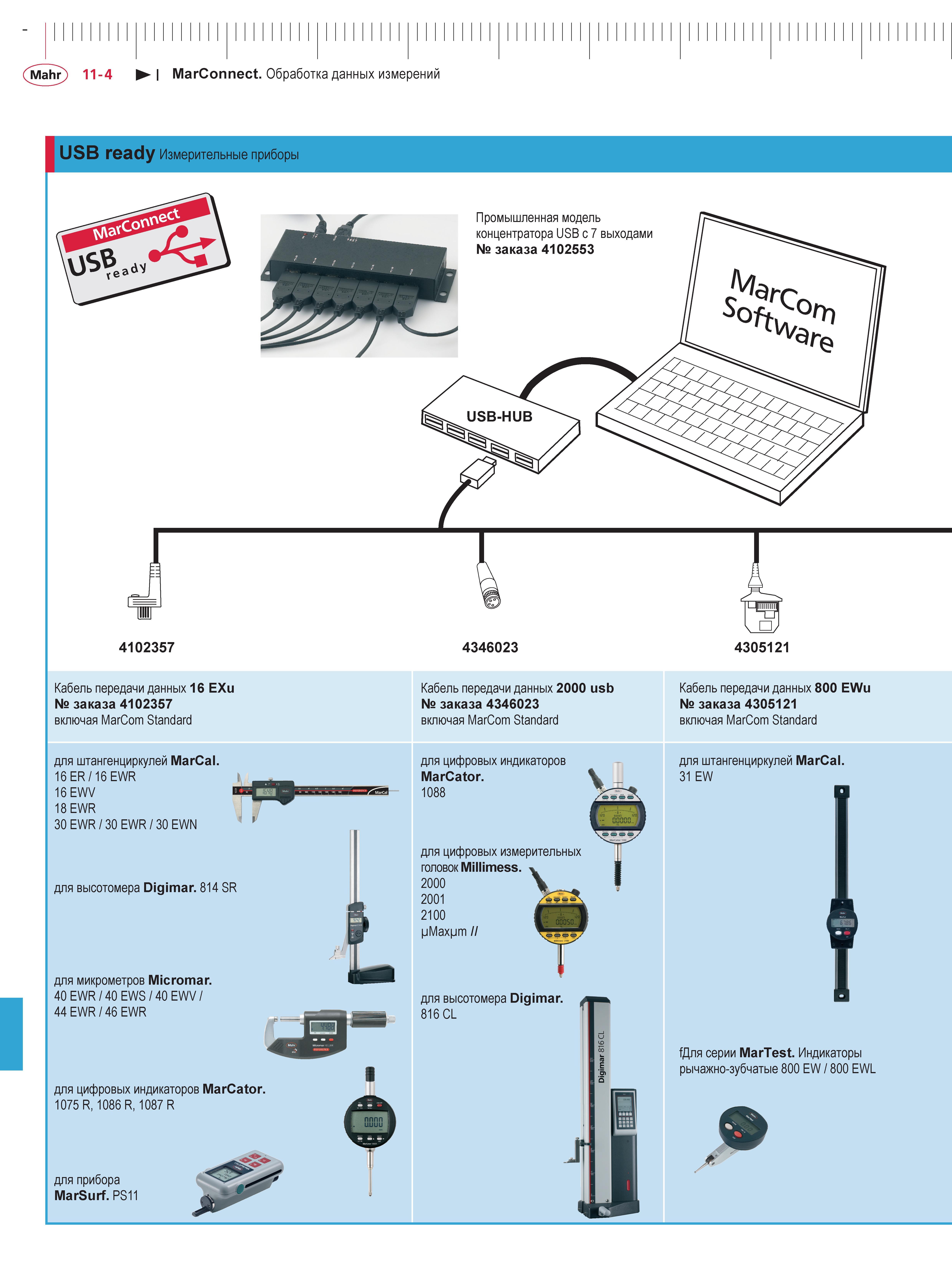 300 Обработка данных измерений USB ready Измерительные приборы Mahr 4102357 4346023 4305121 Кабель передачи данных 16 EXu Кабель передачи данных 2000 Каталог MAHR 2013 Измерительный инструмент приборы и оборудование Стр. 11-4