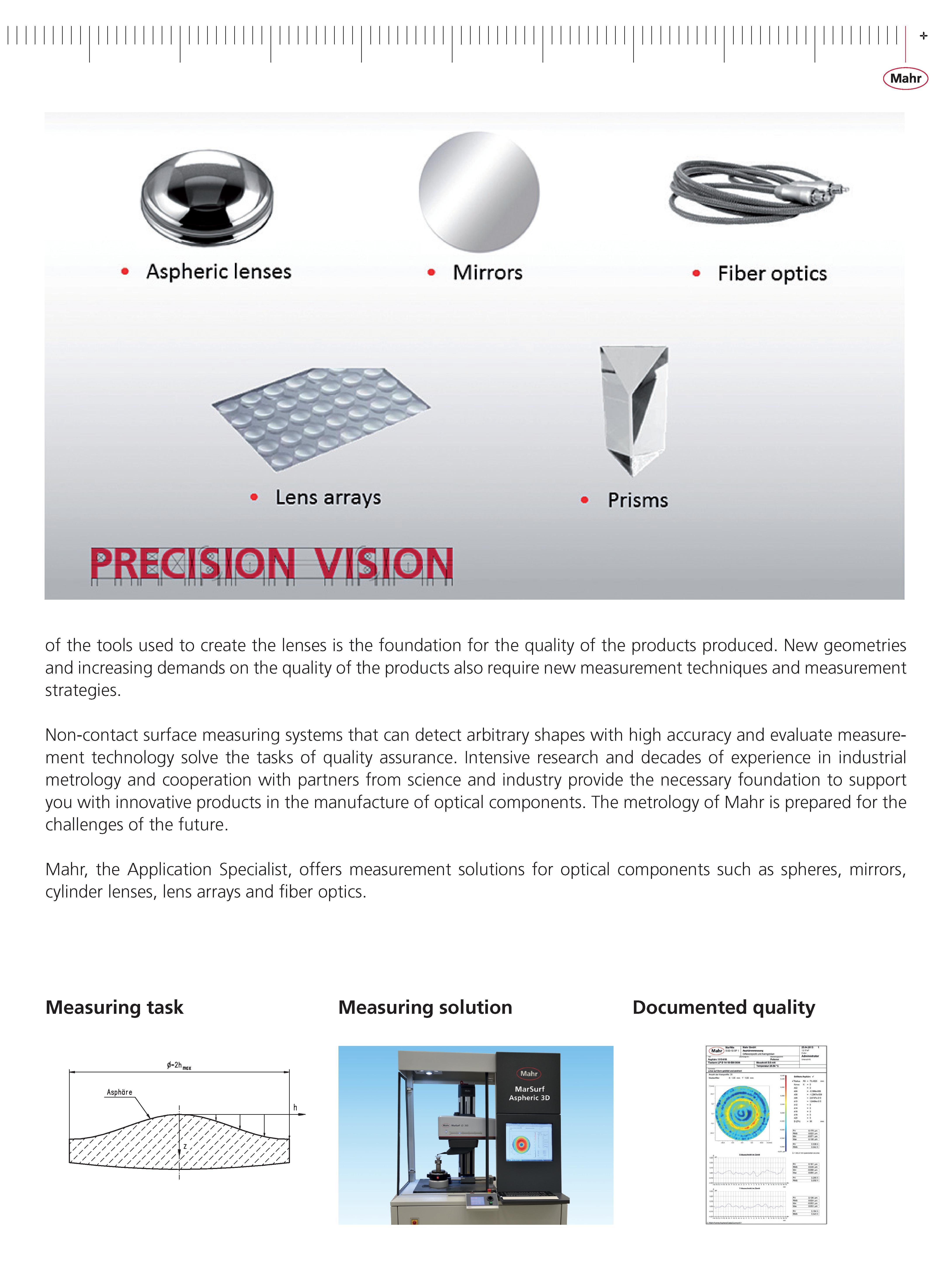 17 Mahr of the tools used to create the lenses is the foundation for the quality of the products produced New geometries and increasing demands on Каталог MAHR 2014 Измерительные инструменты приборы и оборудование для линейно-угловых измерений в машиностроении Стр.  ENG