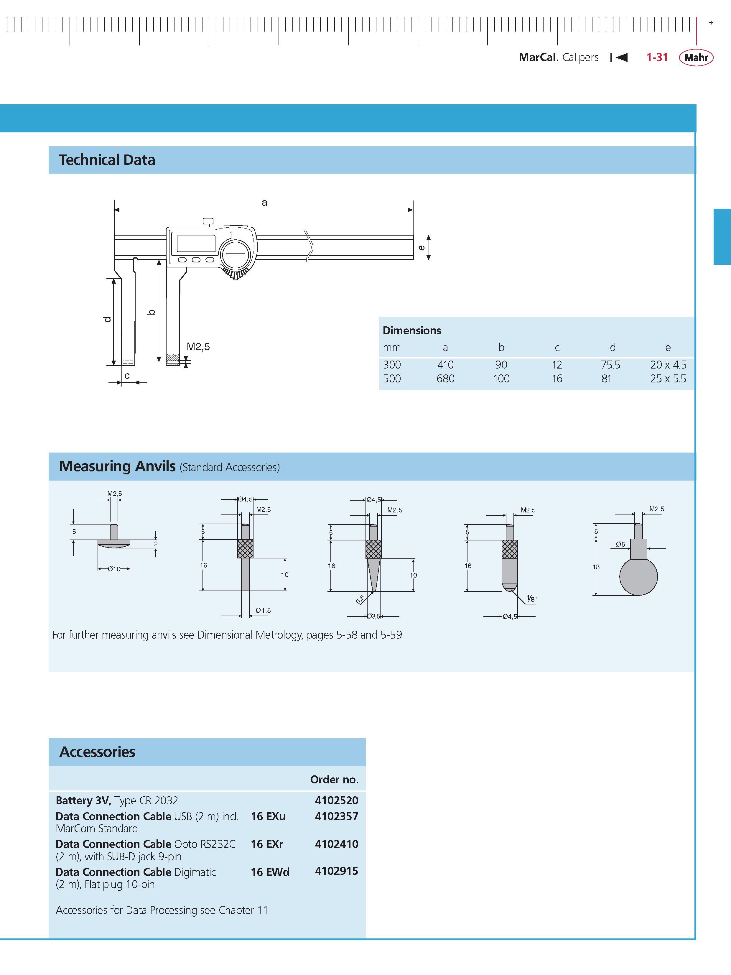 57 Technical Data Measuring Anvils (Standard Accessories) 54 M25 + 5 16 1 10 J 015 04 M2 5 t 5 16 l 1 10 1 035 V8 For further measuring anvils see Каталог MAHR 2014 Измерительные инструменты приборы и оборудование для линейно-угловых измерений в машиностроении Стр. 1-31 ENG