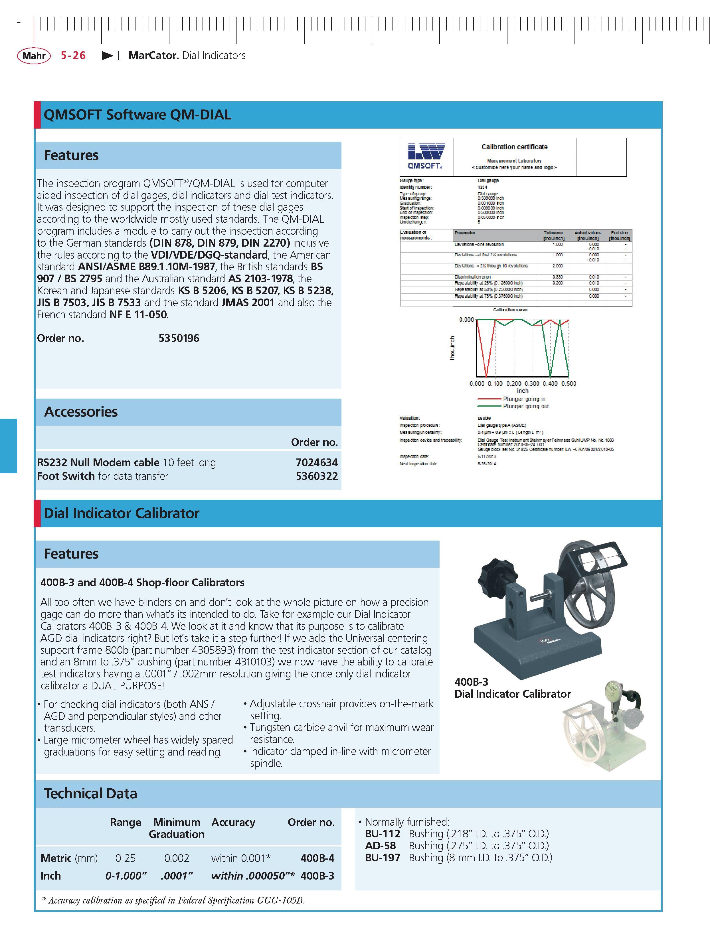 164 Mahr 5-26 MarCator Dial Indicators QMSOFT Software QM-DIAL Features The inspection program QMSOFT QM-DIAL is used for computer aided inspection Каталог MAHR 2014 Измерительные инструменты приборы и оборудование для линейно-угловых измерений в машиностроении Стр. 5-26 ENG