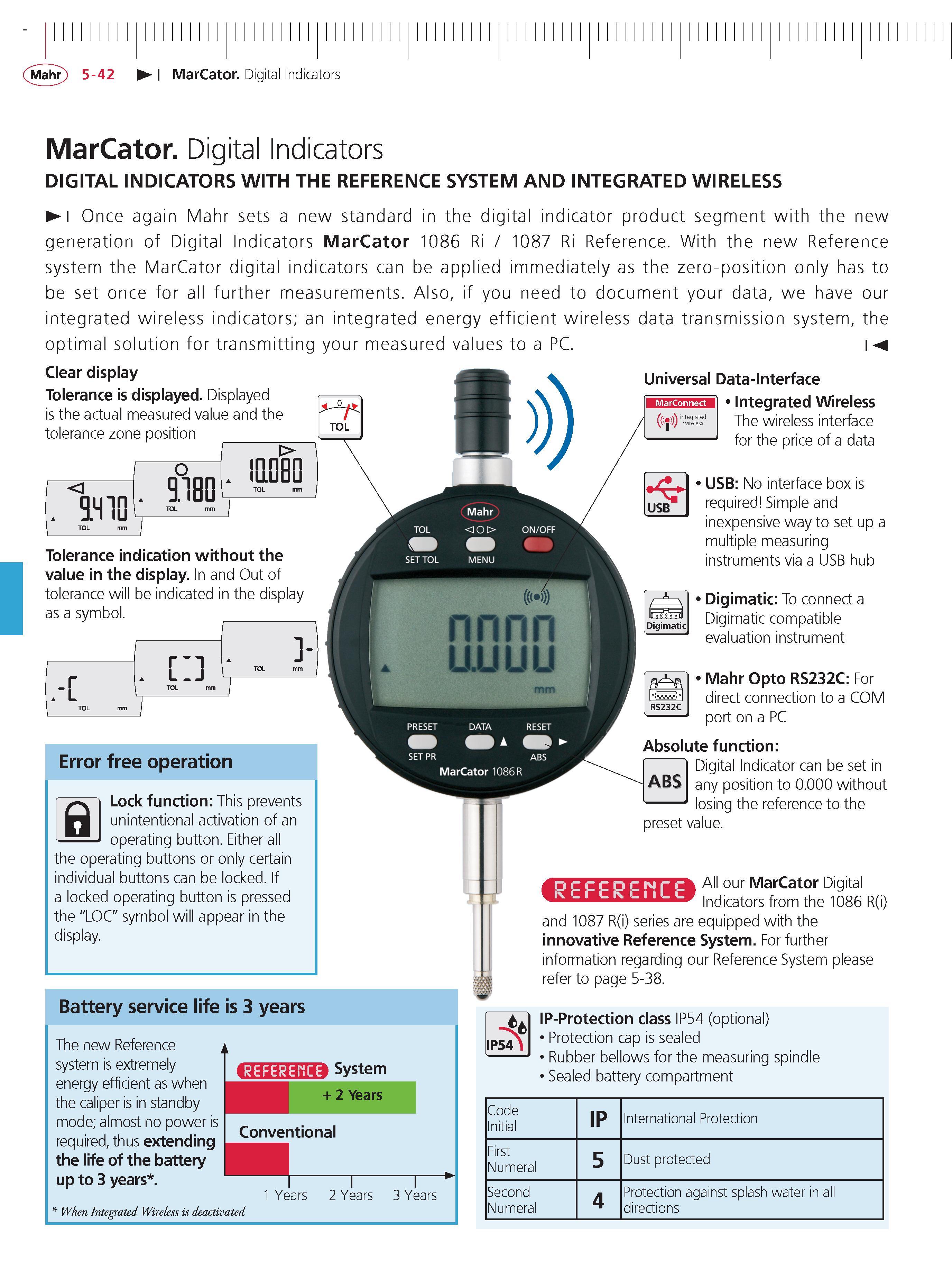 180 Mahr 5-42 MarCator Digital Indicators MarCator Digital Indicators DIGITAL INDICATORS WITH THE REFERENCE SYSTEM AND INTEGRATED WIRELESS Once aga Каталог MAHR 2014 Измерительные инструменты приборы и оборудование для линейно-угловых измерений в машиностроении Стр. 5-42 ENG