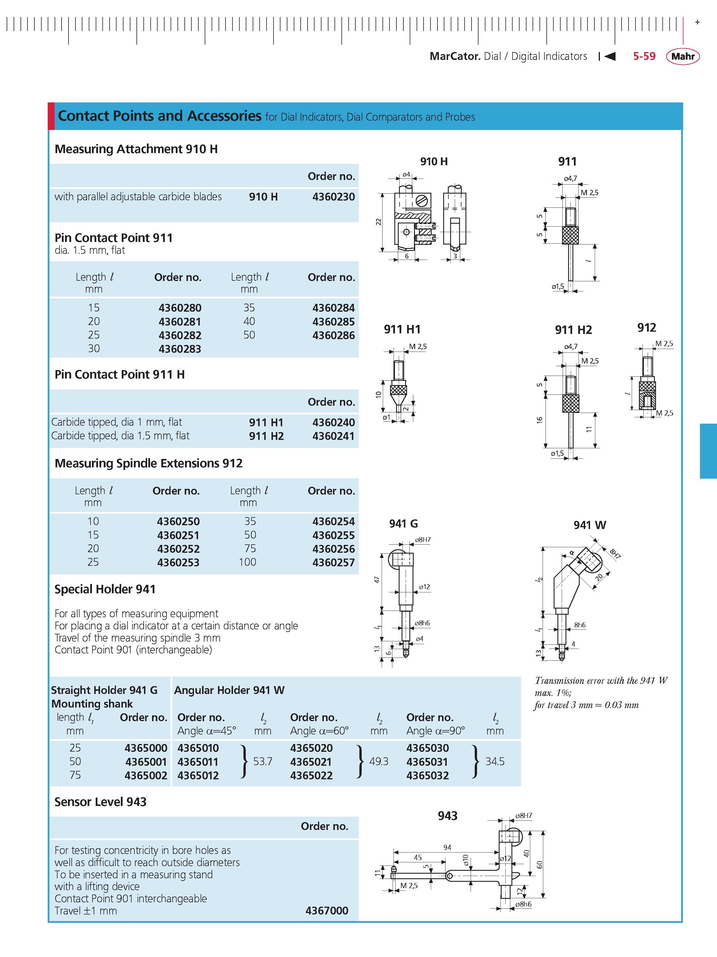 197 MarCator Dial Digital Indicators M 5-59 Mahr + Contact Points and Accessories for Dial Indicators Dial Comparators and Probes with parallel adj Каталог MAHR 2014 Измерительные инструменты приборы и оборудование для линейно-угловых измерений в машиностроении Стр. 5-59 ENG