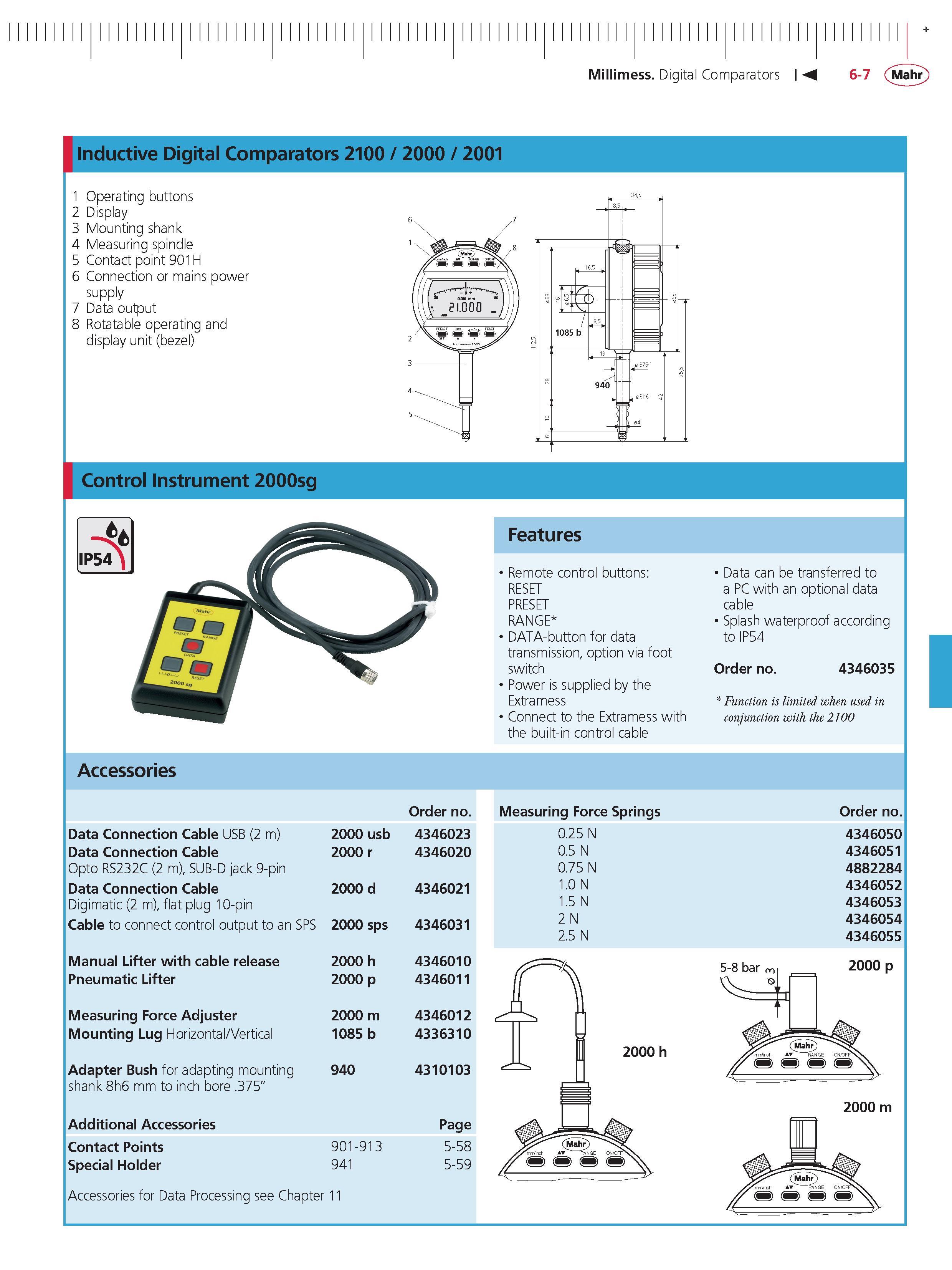 205 Millimess Digital Comparators M 6-7 Mahr Inductive Digital Comparators 2100 2000 2001 1 Operating buttons 2 Display 3 Mounting shank 4 Measurin Каталог MAHR 2014 Измерительные инструменты приборы и оборудование для линейно-угловых измерений в машиностроении Стр. 6-7 ENG