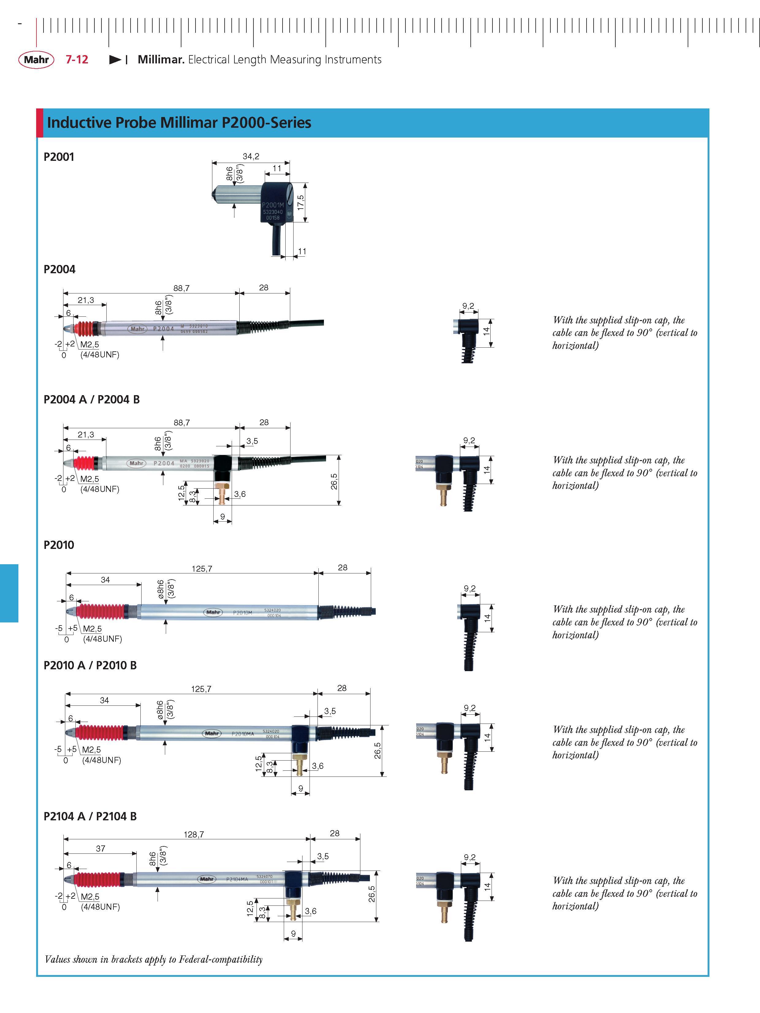 232 Mahr 7-12 Millimar Electrical Length Measuring Instruments inductive Probe Millimar P2000-Series P2001 P2004 342 213 0 (4 48UNF) With the suppl Каталог MAHR 2014 Измерительные инструменты приборы и оборудование для линейно-угловых измерений в машиностроении Стр. 7-12 ENG