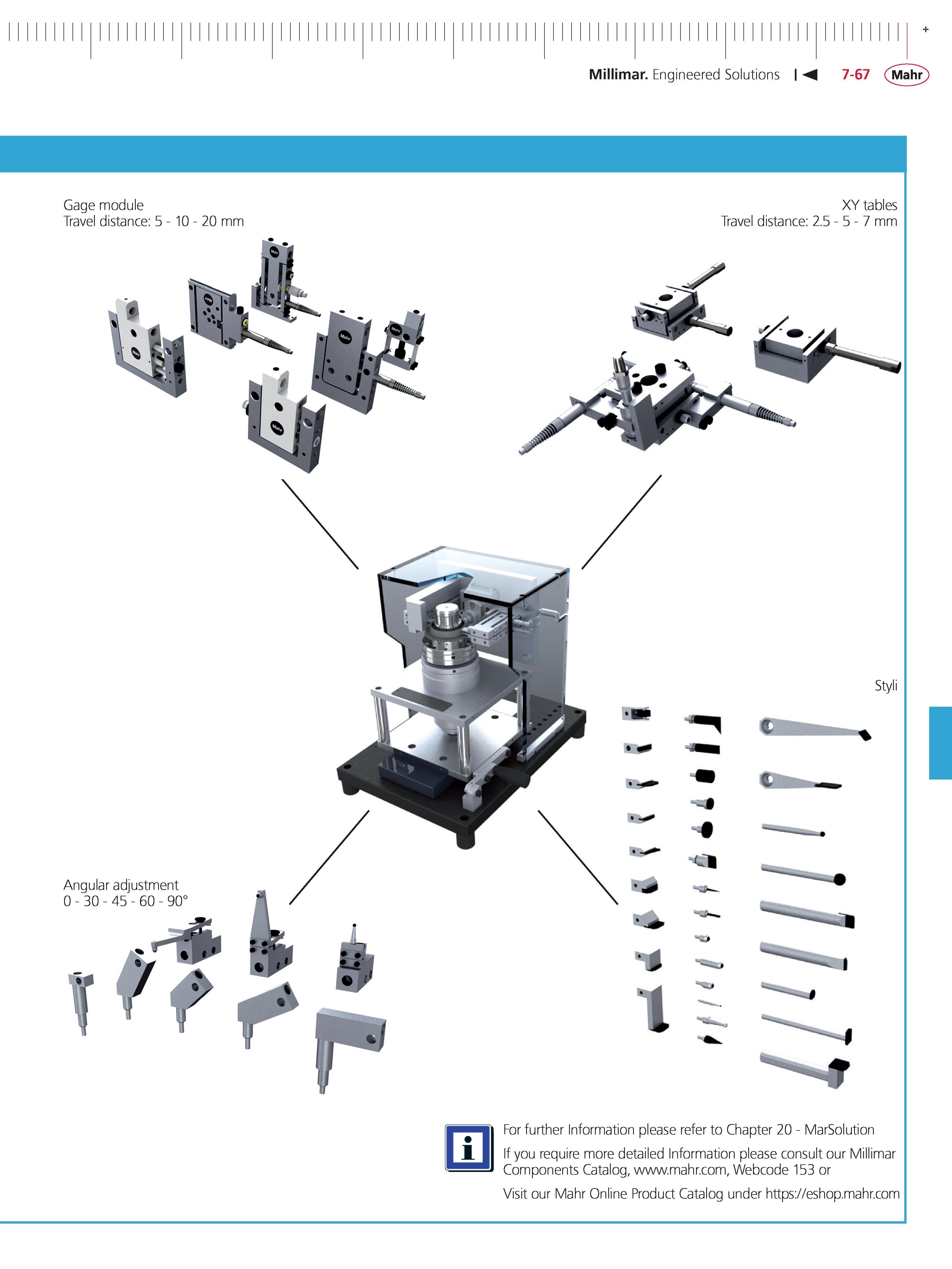 287 Millimar Engineered Solutions M 7-67 Mahr Gage module XY tables Travel distance 5 - 10 - 20 mm Travel distance 2 5 - 5 - 7 mm For further Infor Каталог MAHR 2014 Измерительные инструменты приборы и оборудование для линейно-угловых измерений в машиностроении Стр. 7-67 ENG