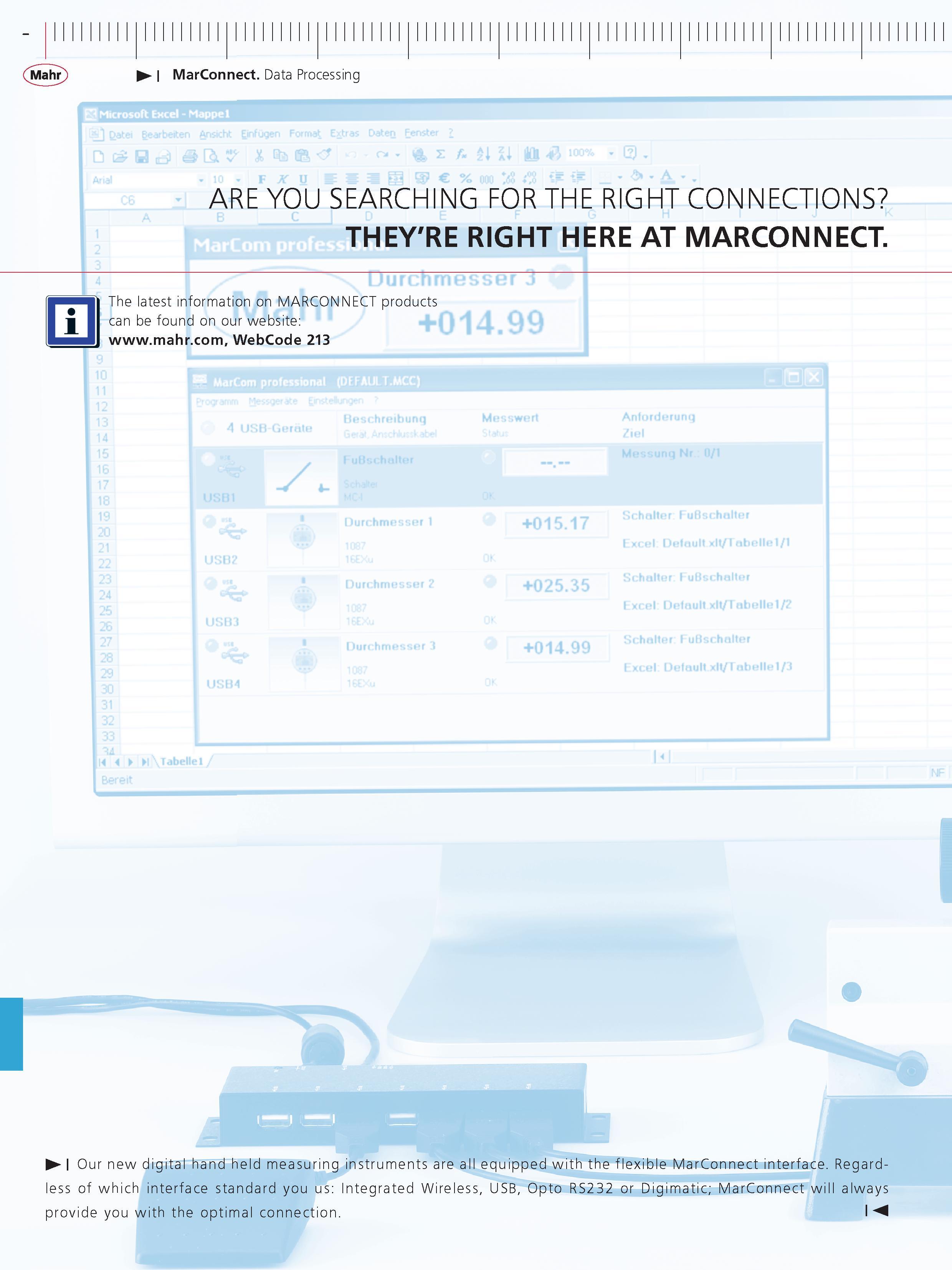 406 Mahr 1 MarConnect Data Processing ARE you SEARCHING FOR THE RiGHT CONNECTiONS THEY'RE RIGHT HERE AT MARCONNECT m The latest information on MARC Каталог MAHR 2014 Измерительные инструменты приборы и оборудование для линейно-угловых измерений в машиностроении Стр.  ENG