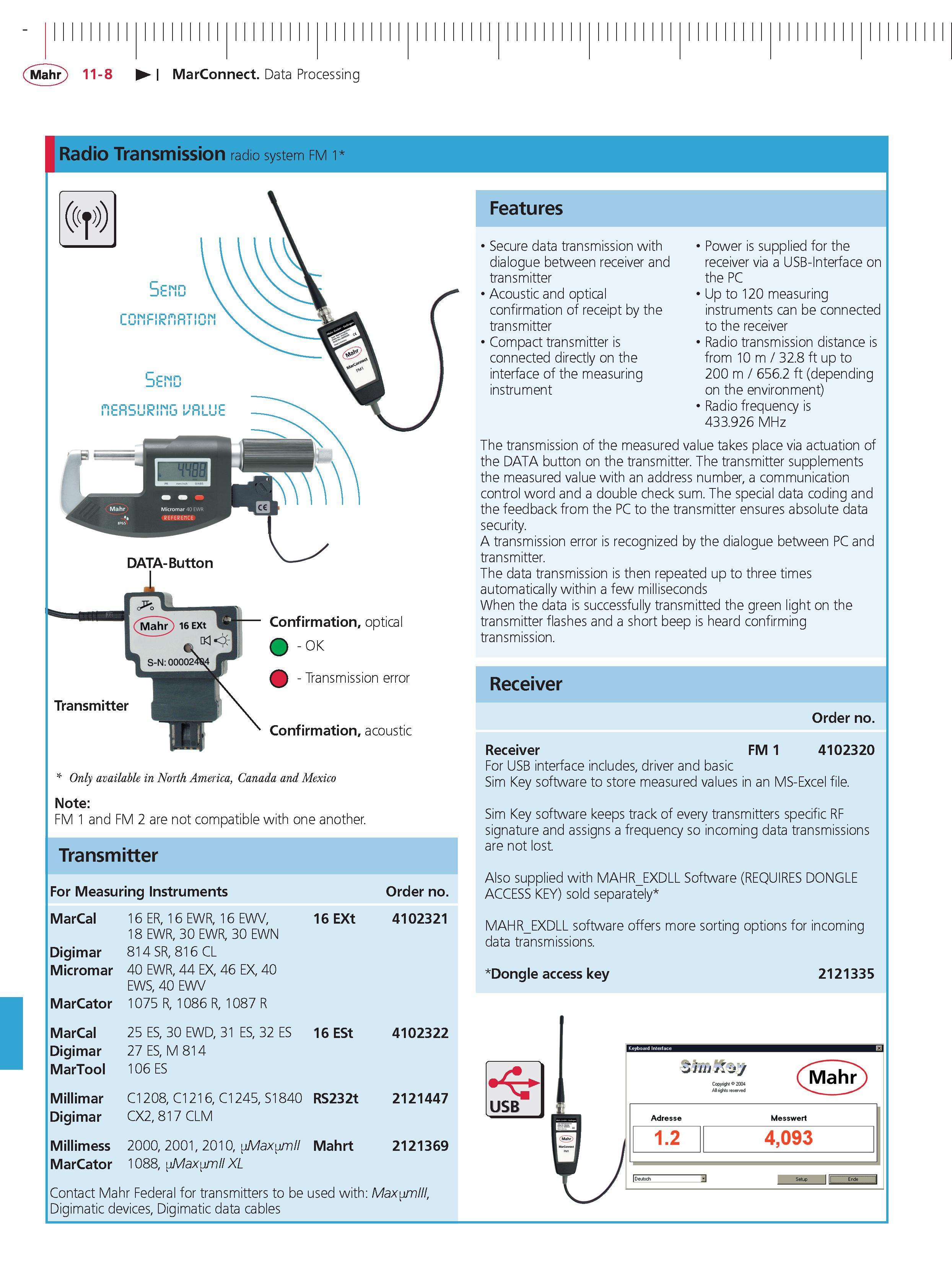 414 Mahr 11-8 MarConnect Data Processing Radio Transmission radio system fm v UCIMH 3ci iu r him r i o I7 Q Lui ii ii i in DATA-Button Transmitter Каталог MAHR 2014 Измерительные инструменты приборы и оборудование для линейно-угловых измерений в машиностроении Стр. 11-8 ENG
