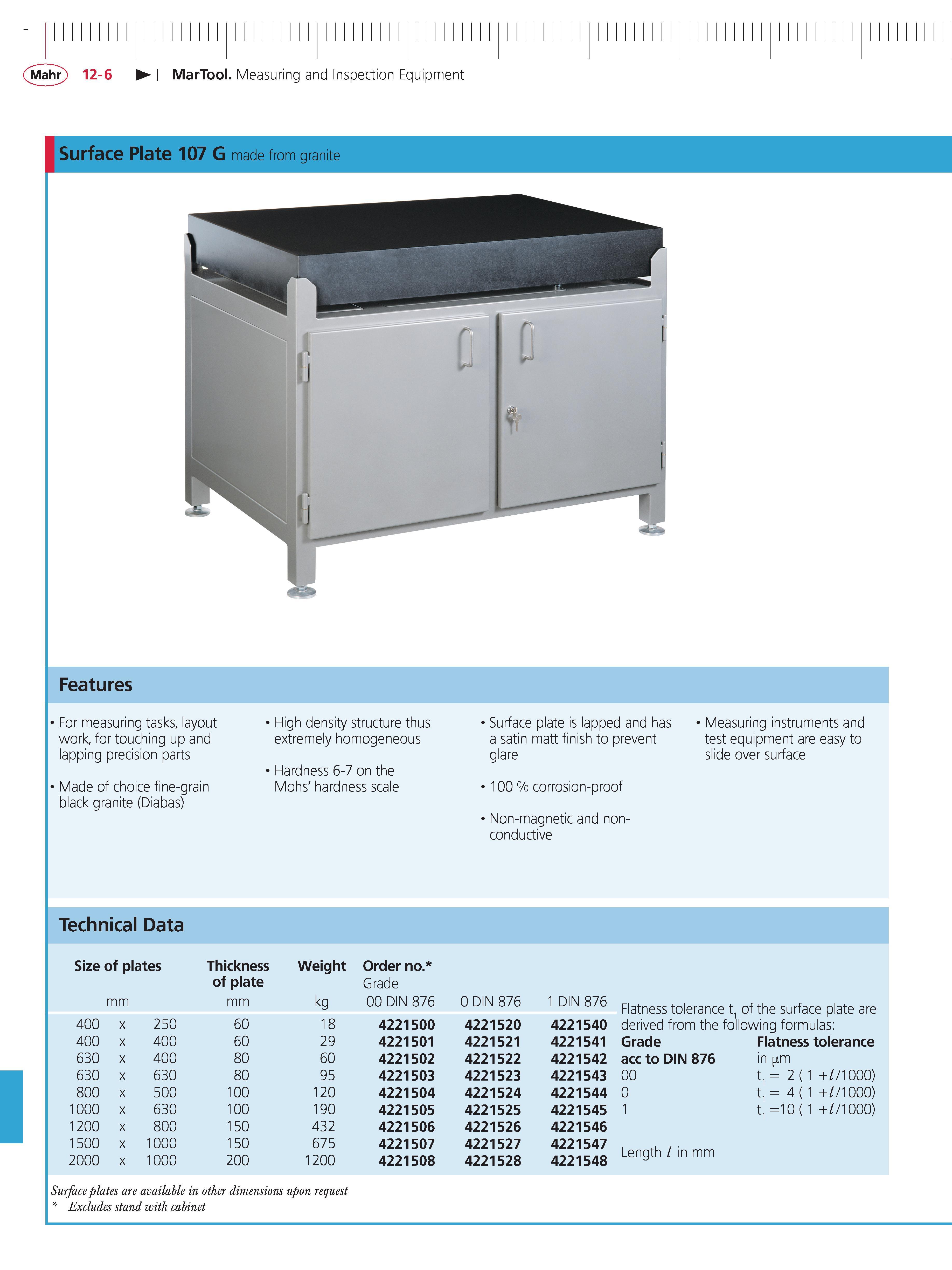 424 Mahr 12-6 MarTool Measuring and Inspection Equipment Features For measuring tasks layout work for touching up and lapping precision parts Made Каталог MAHR 2014 Измерительные инструменты приборы и оборудование для линейно-угловых измерений в машиностроении Стр. 12-6 ENG
