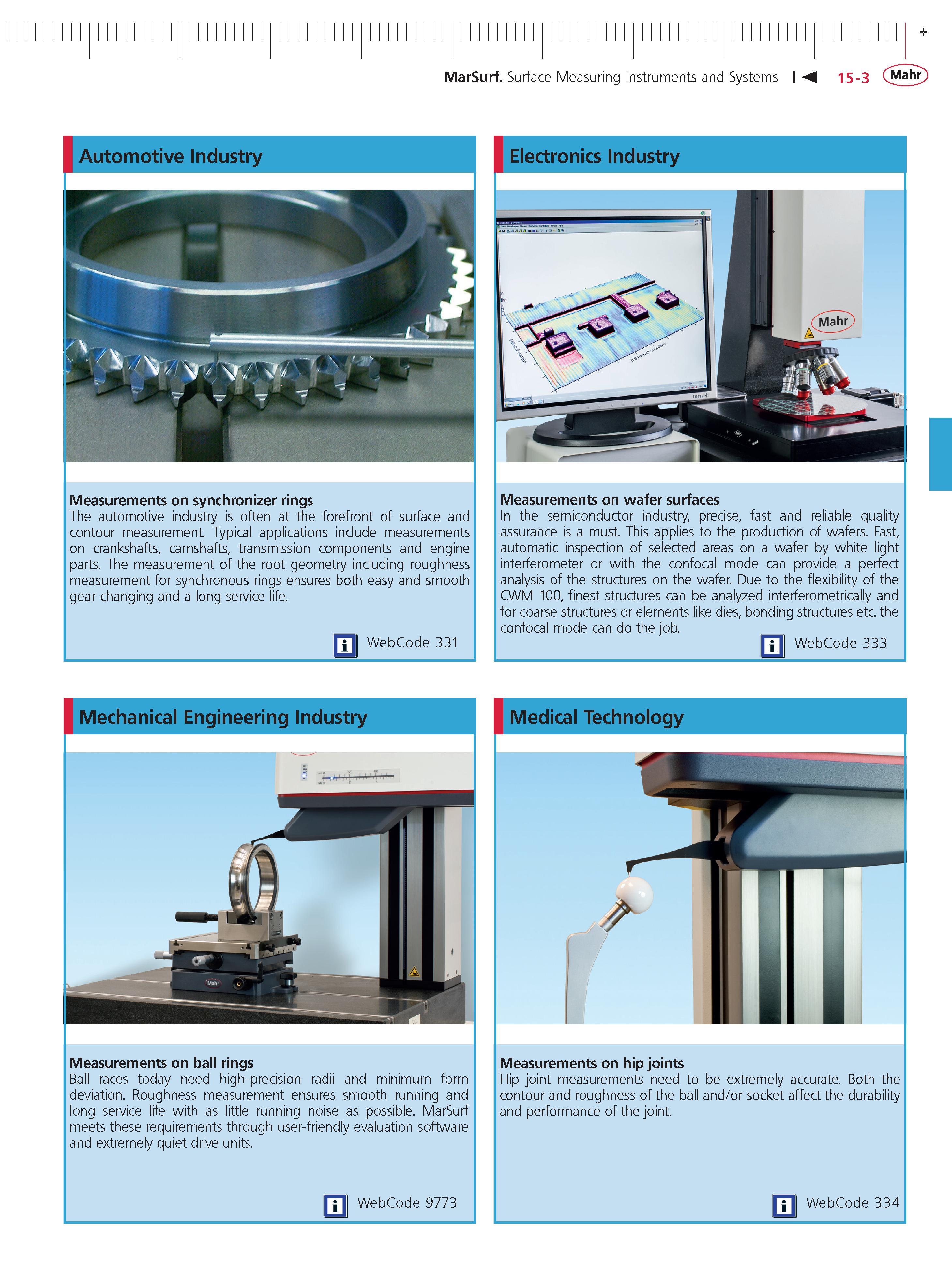 464 MarSurf Surface Measuring Instruments and Systems 15-3 Mahr Automotive Industry Measurements on synchronizer rings The automotive industry is o Каталог MAHR 2014 Измерительные инструменты приборы и оборудование для линейно-угловых измерений в машиностроении Стр. 15-3 ENG